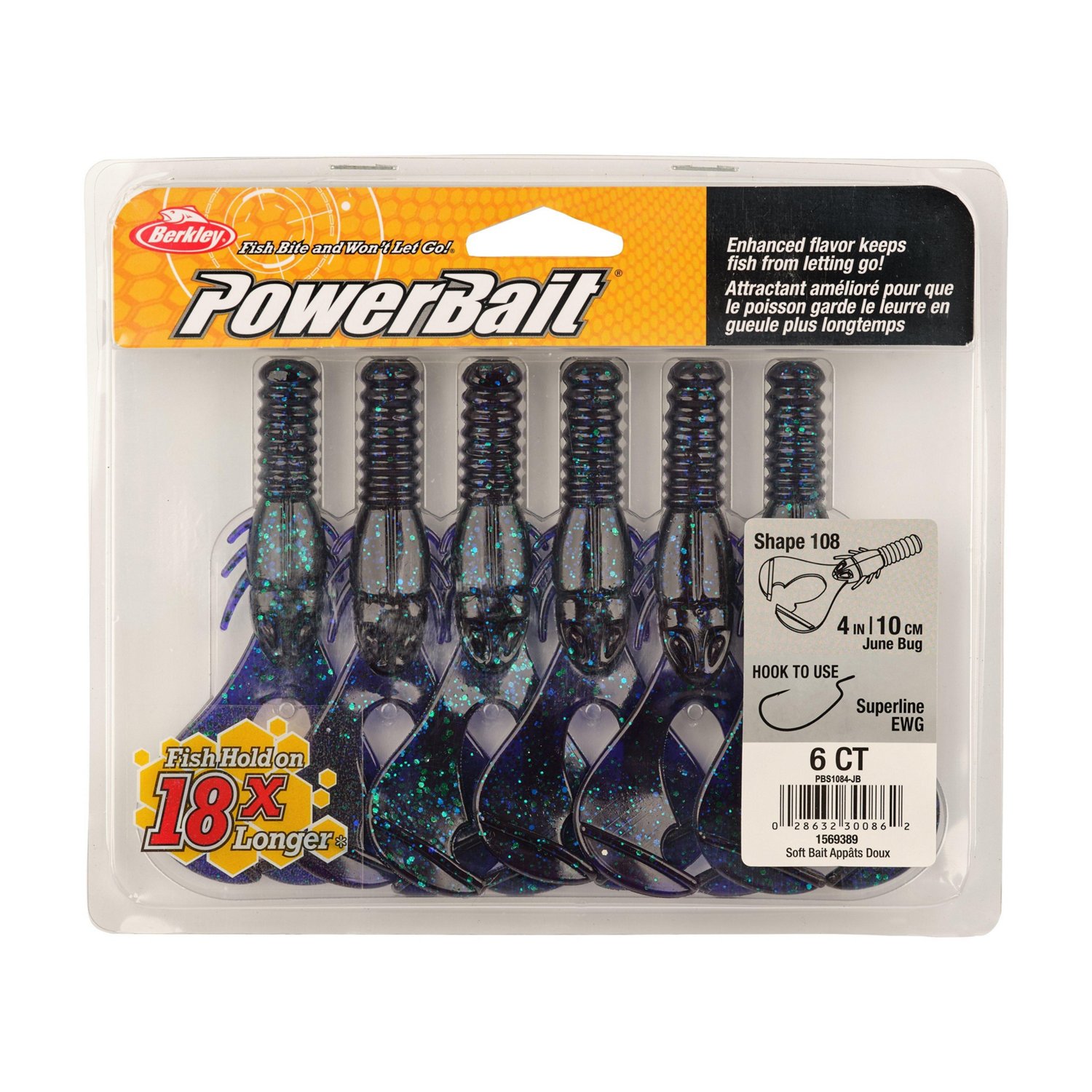 Berkley PowerBait Shape 108 4 in Black Blue Fleck Baits 6-Pack - view number 4