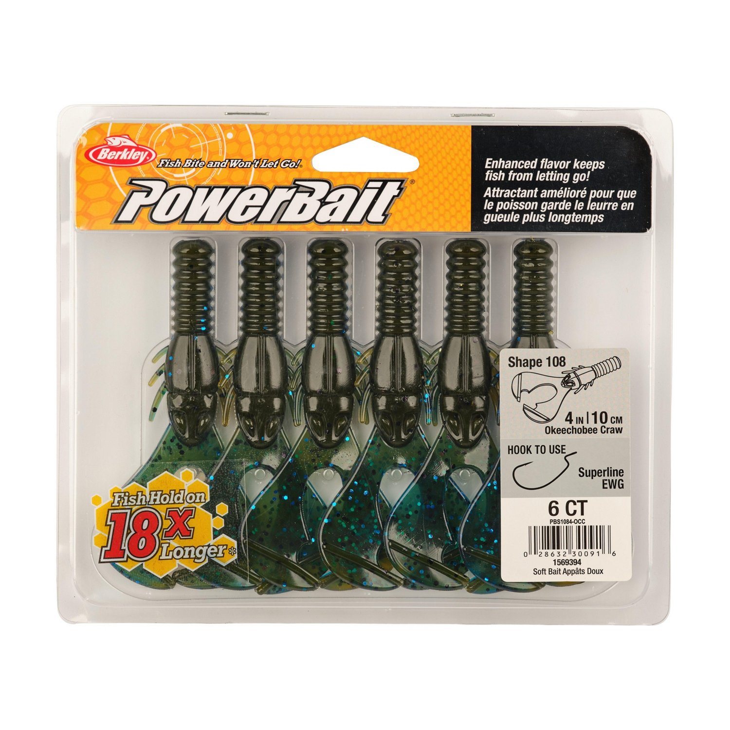 Berkley PowerBait Shape 108 4 in Black Blue Fleck Baits 6-Pack - view number 4