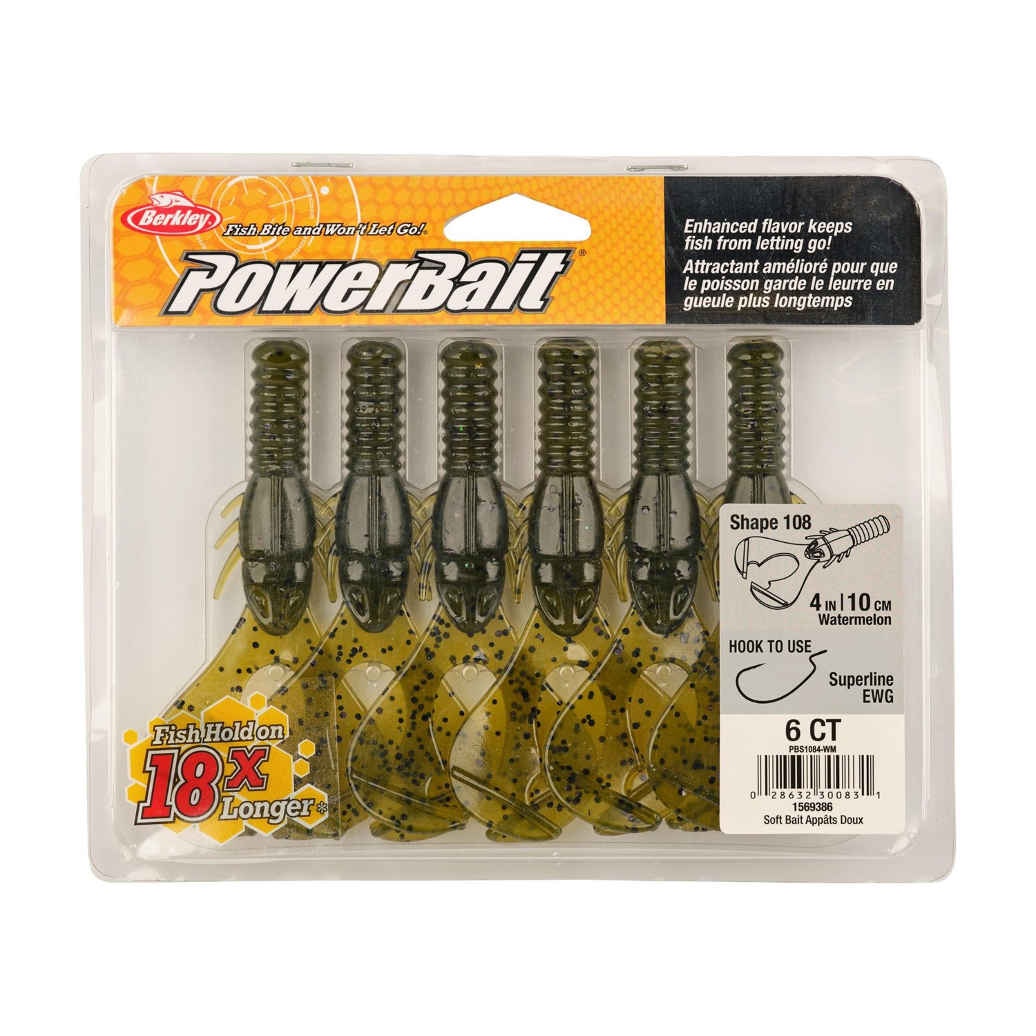 Berkley PowerBait Shape 108 4 in Black Blue Fleck Baits 6-Pack - view number 4