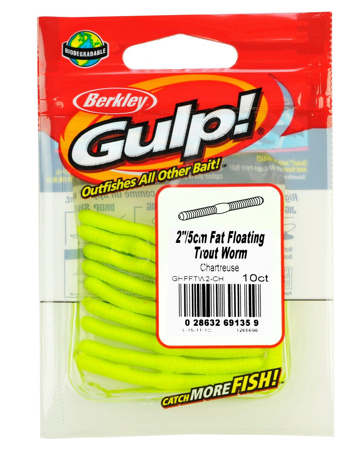 Berkley Gulp Fat Floating Trout Worm 2 in 10-Pack