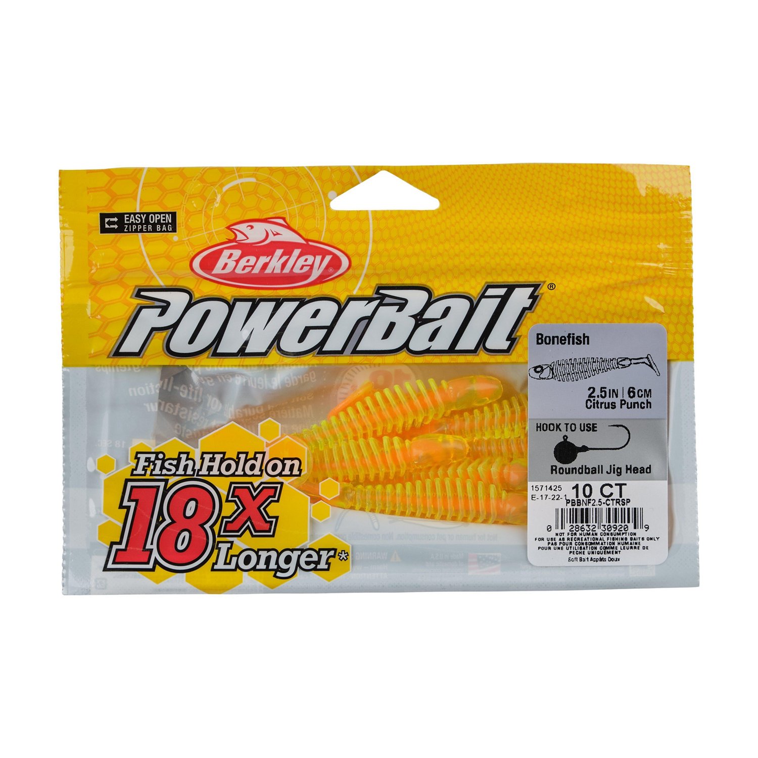 Berkley PowerBait Bonefish 2.5 in Citrus Punch Soft Bait 10-Pack  - view number 3