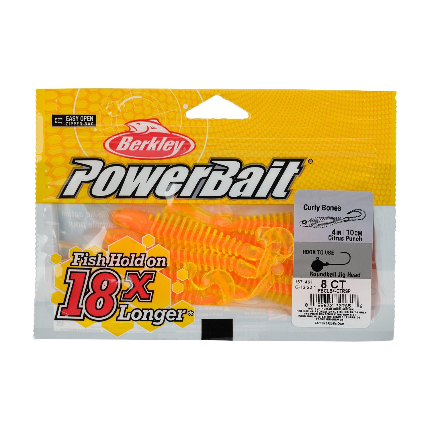 Berkley PowerBait Curly Bones 4 in Citrus Punch Soft Bait 8-Pack - view number 4