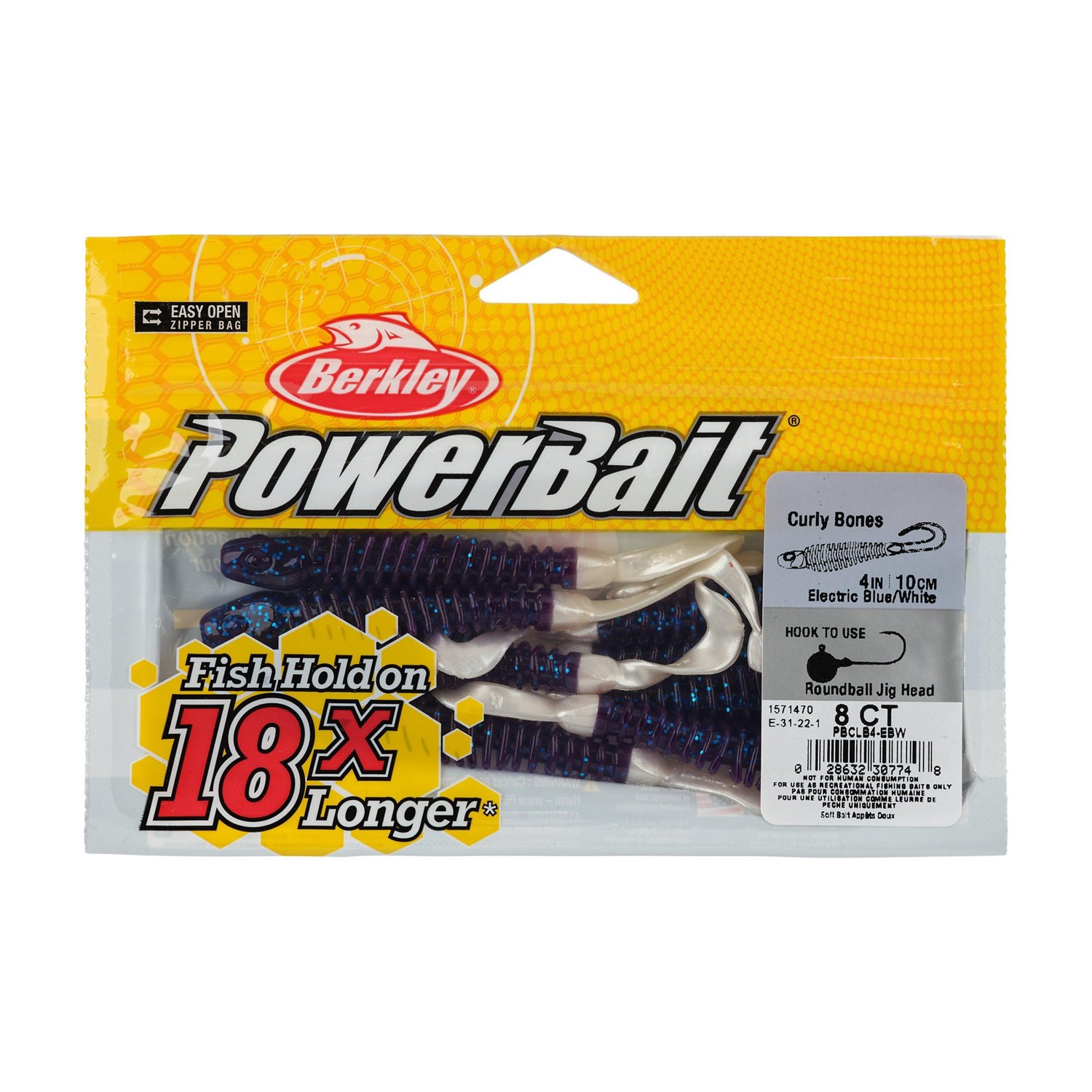 Berkley PowerBait Curly Bones 4 in Citrus Punch Soft Bait 8-Pack - view number 3