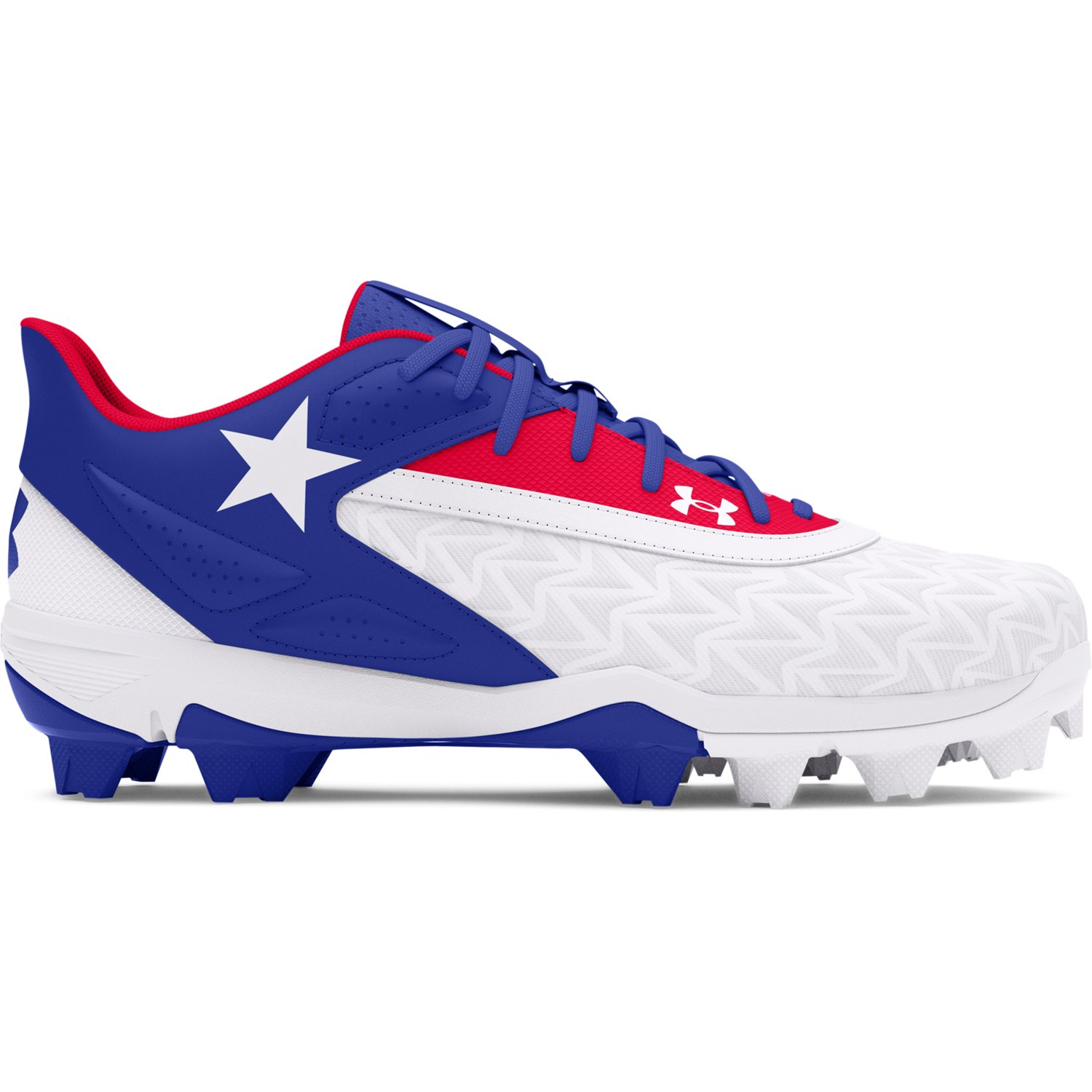 Red white and blue metal baseball cleats on sale