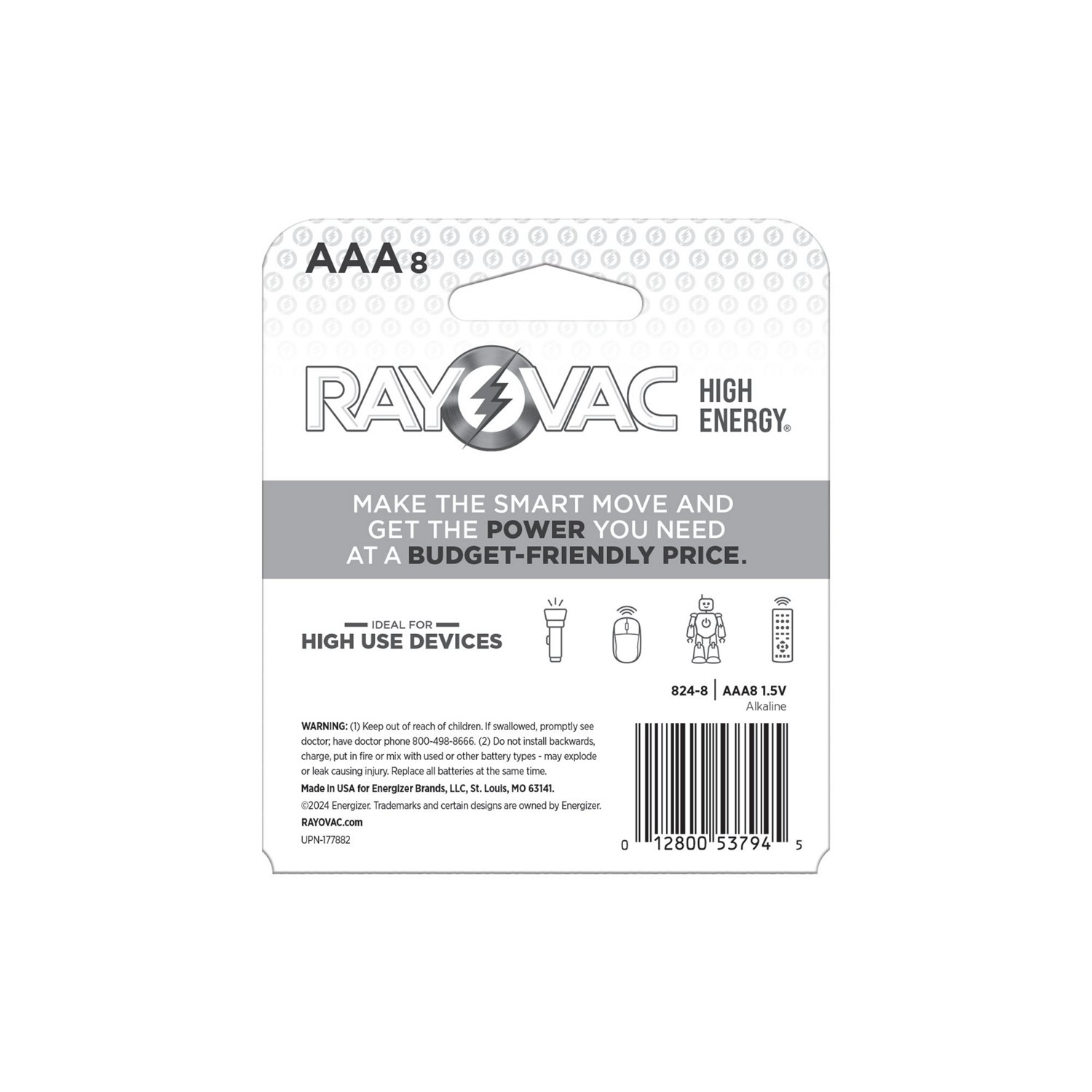 Rayovac AAA HIGH ENERGY Alkaline Batteries 8-Pack                                                                                - view number 2