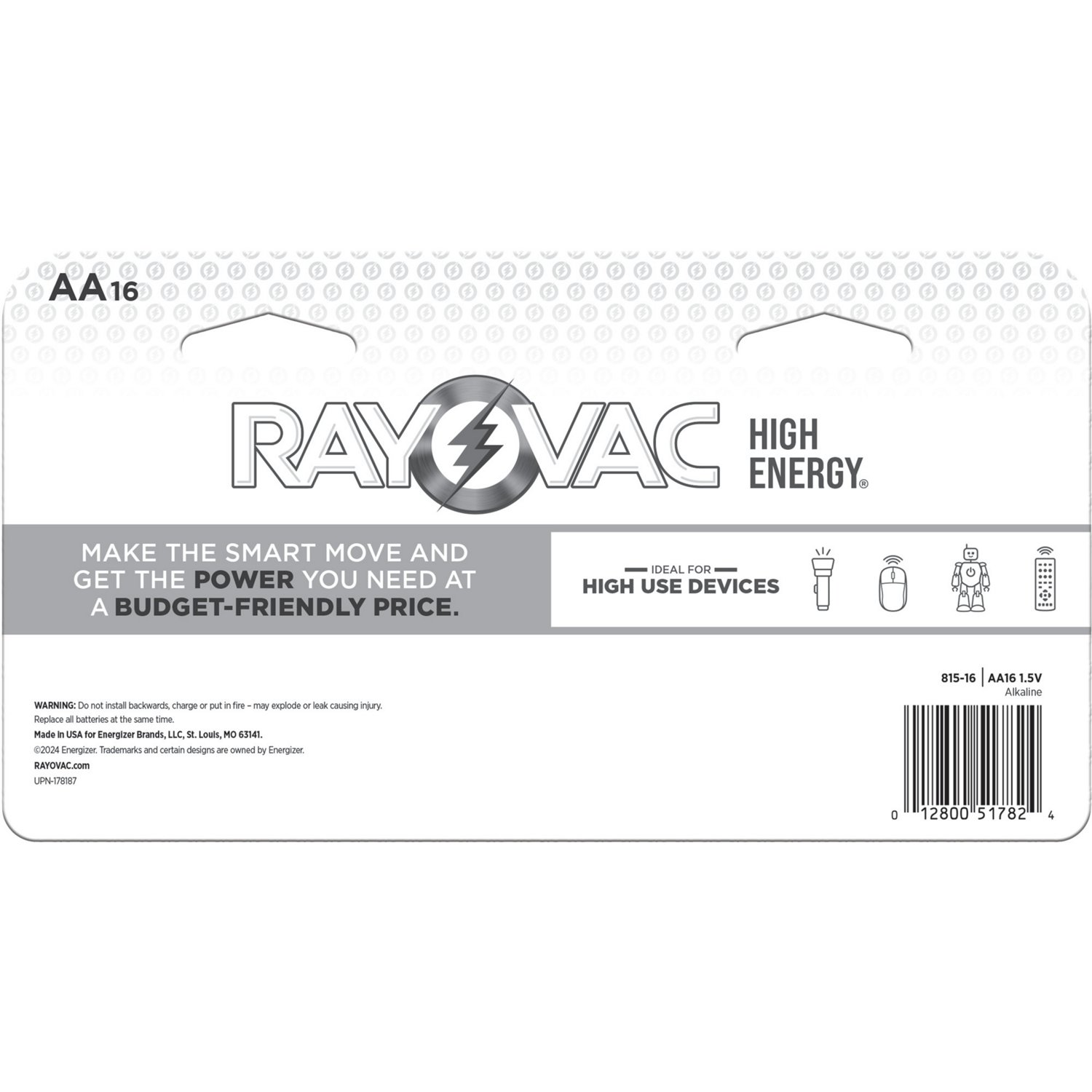 Rayovac High Energy Alkaline AA Batteries 16-Pack - view number 2