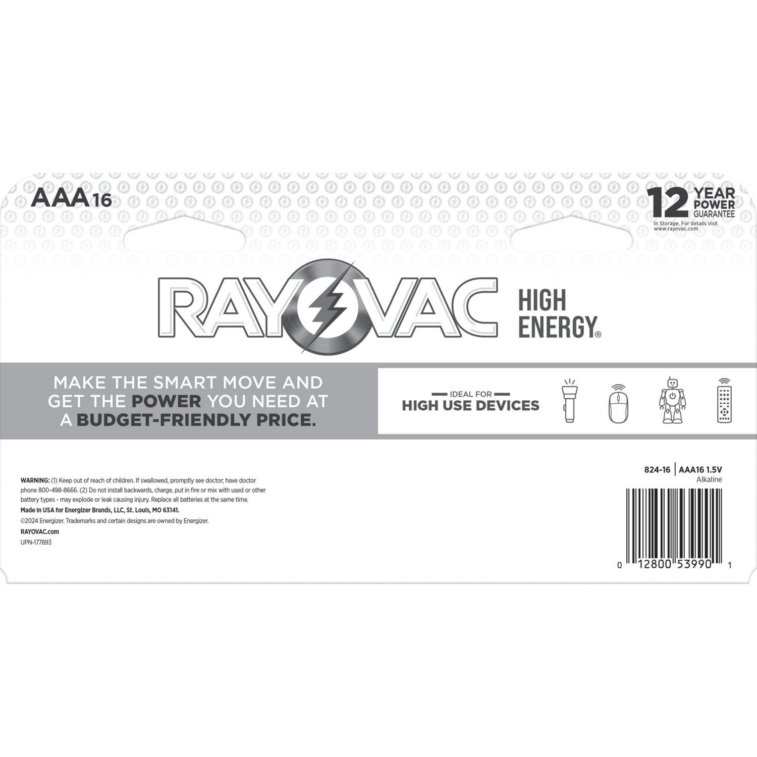 Rayovac High Energy Alkaline AAA Batteries 16-Pack                                                                               - view number 2