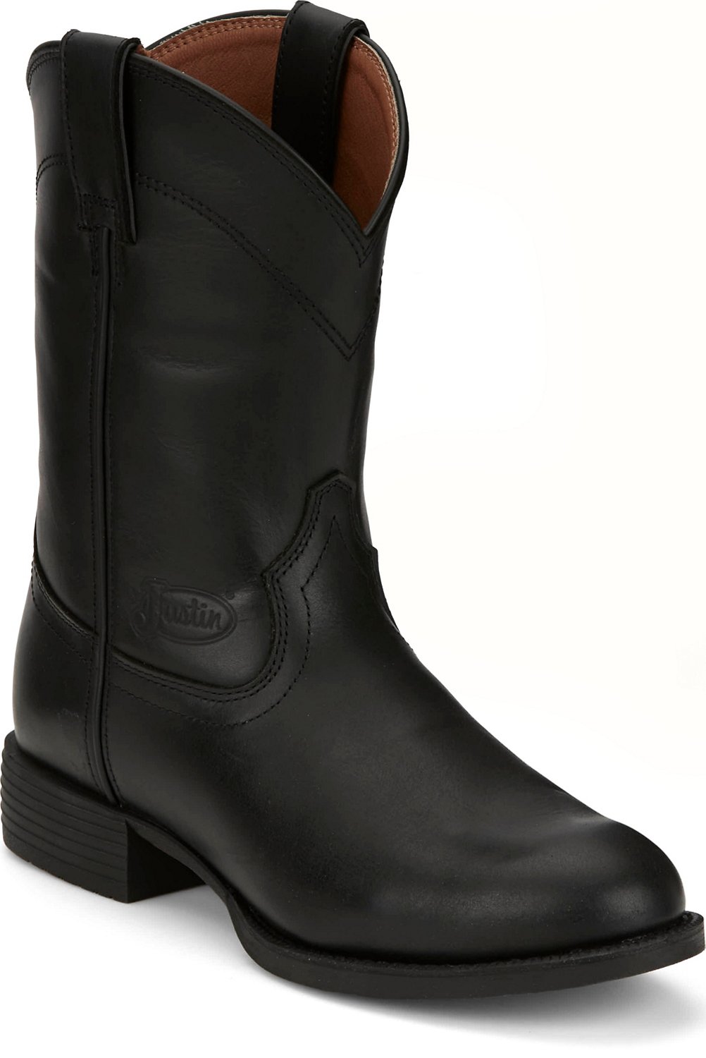 Justin 79855 Black Leather Lace Up Roper Boots Men’s 11D USA Western Cowboy Justin Black Leather Lace up Roper Boots Size 4 / Western  main image 2