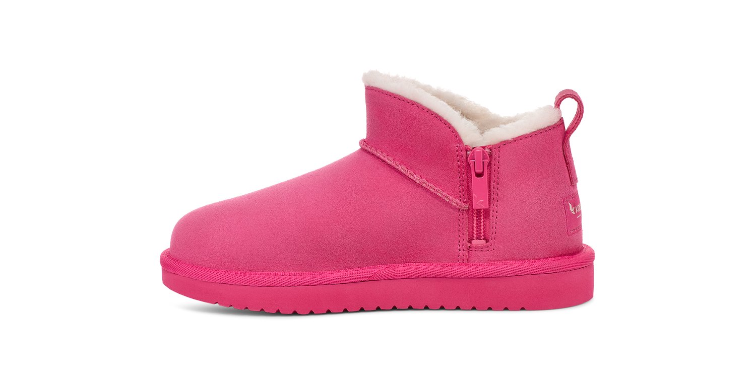 Koolaburra by UGG Girls good 5 Aribel Short Pink Suede Zip Up Faux Fur Lined Boots