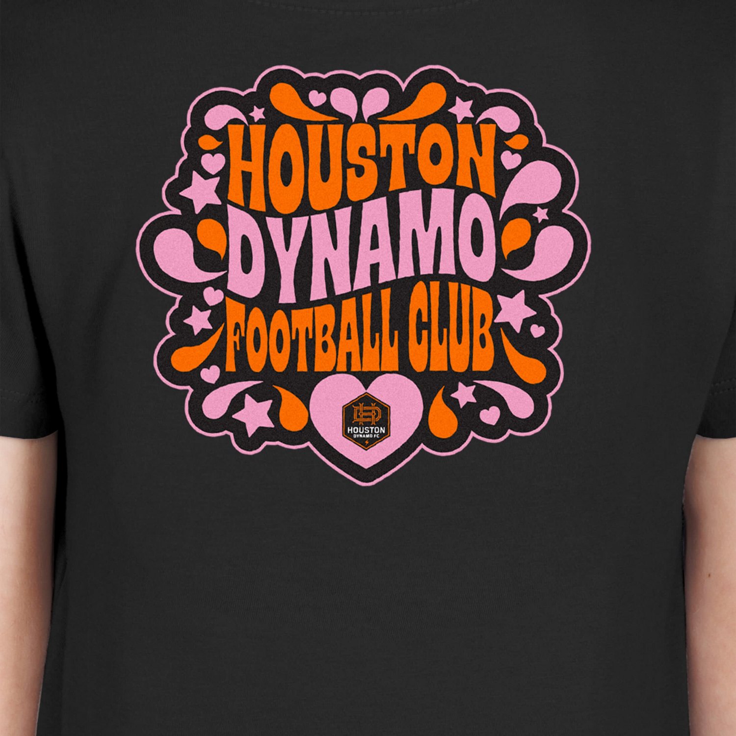 Girls Youth New Era Houston Dynamo FC Bubble Heart T-Shirt