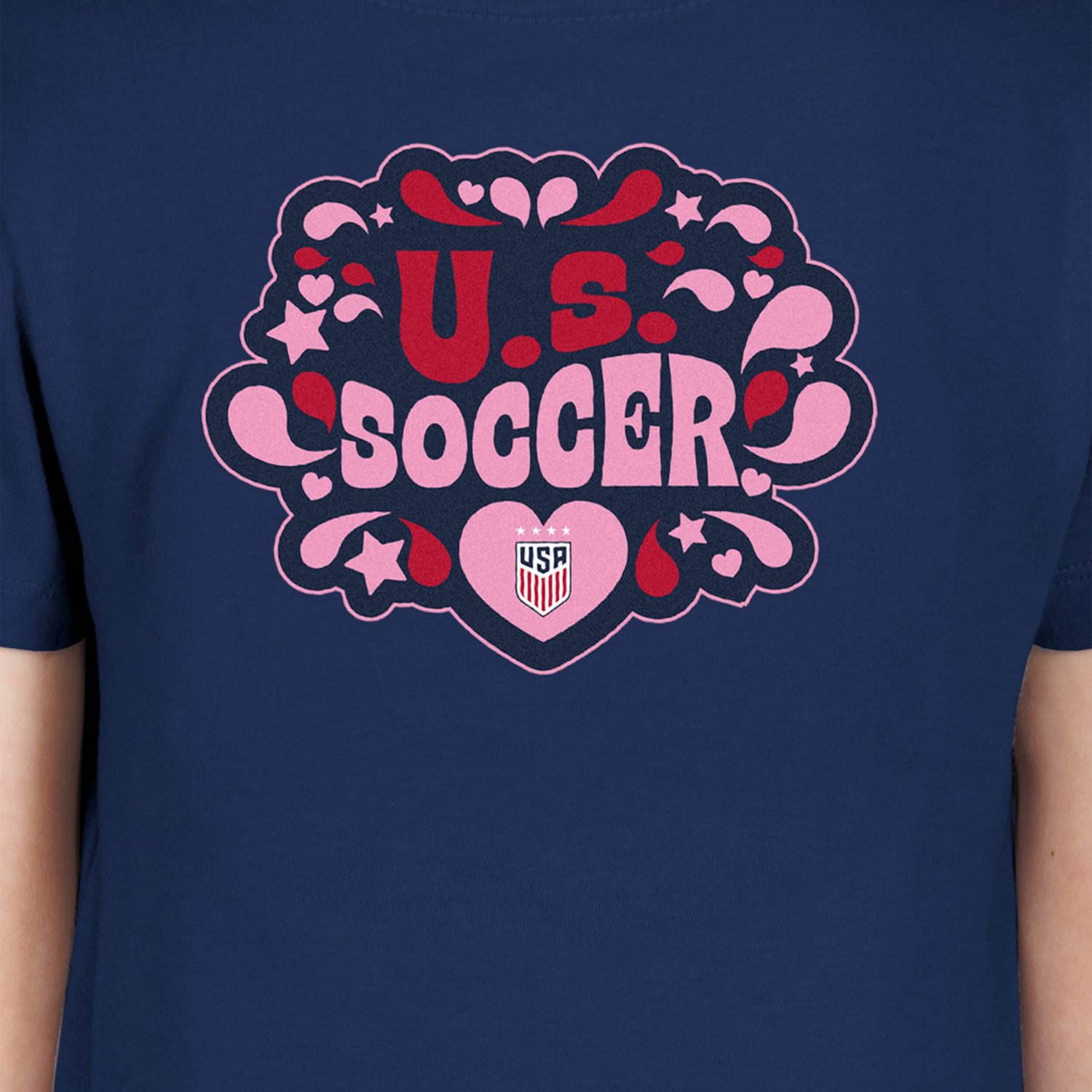 Girls Youth New Era USWNT Bubble Heart T-Shirt - view number 4