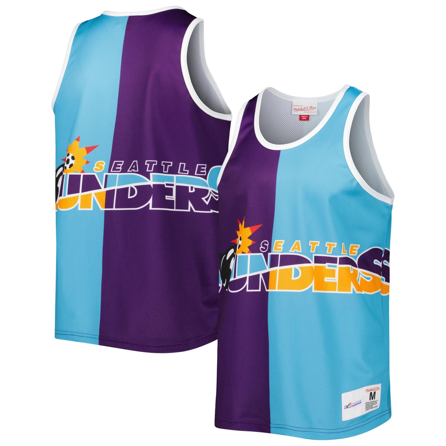 Mitchell  Ness Blue Seattle Sounders FC Sublimated Split Logo Tank Top