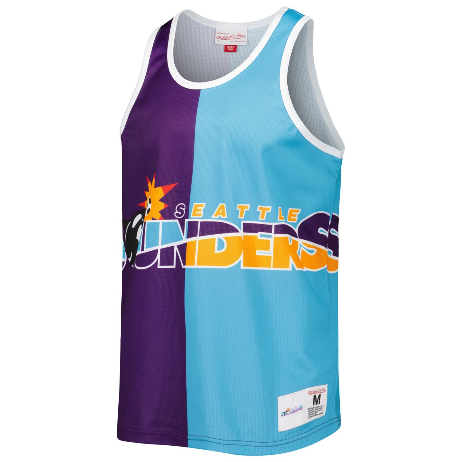Mitchell  Ness Blue Seattle Sounders FC Sublimated Split Logo Tank Top