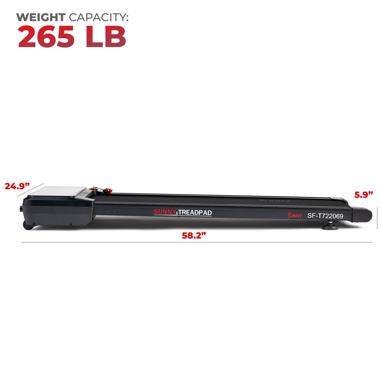 Sunny Health & Fitness Sleek Stride Smart Compact Auto Incline Treadpad Treadmill                                                - view number 4