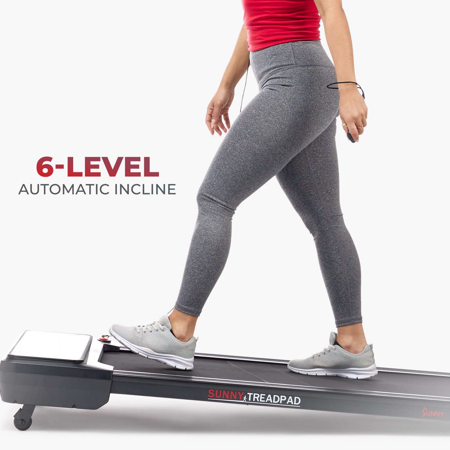 Sunny Health & Fitness Sleek Stride Smart Compact Auto Incline Treadpad Treadmill                                                - view number 6
