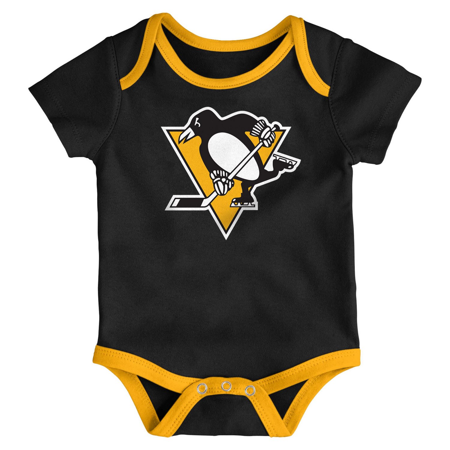  Newborn Outerstuff Pittsburgh Penguins Triple Header Three-Piece Bodysuit Set - view number 2