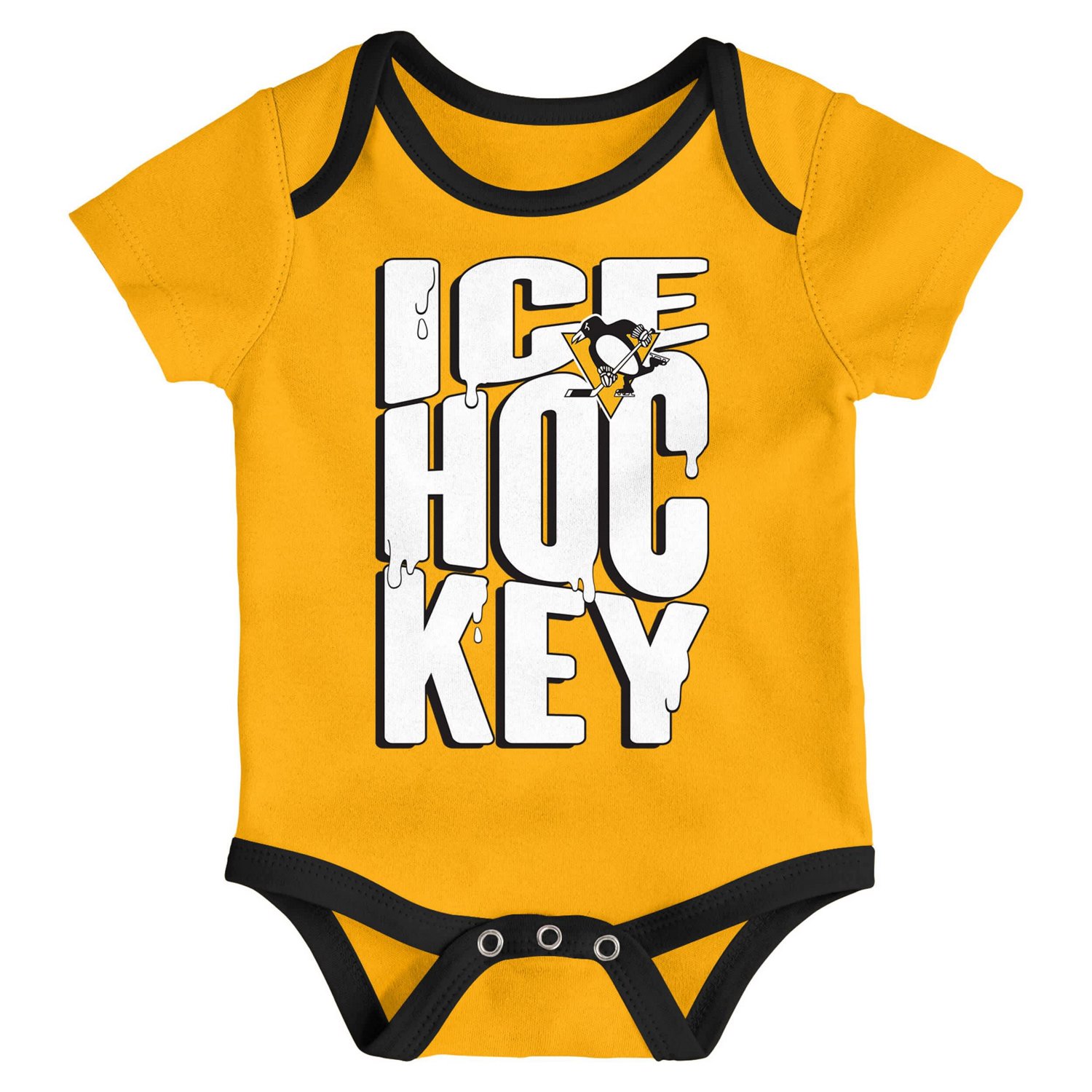  Newborn Outerstuff Pittsburgh Penguins Triple Header Three-Piece Bodysuit Set - view number 3