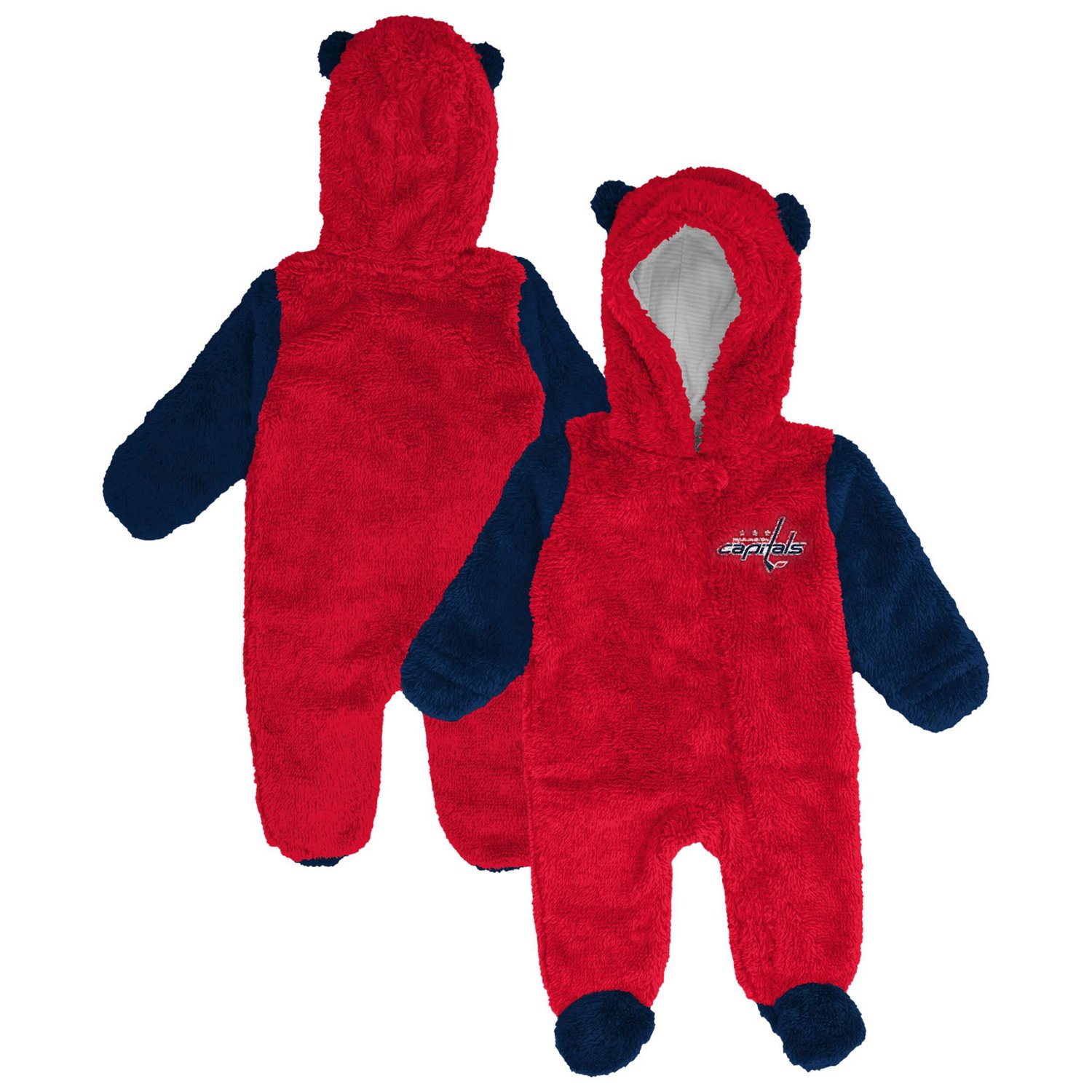 Newborn Outerstuff Washington Capitals Stay Napping Fleece Bunting Full-Zip Hooded Sleeper