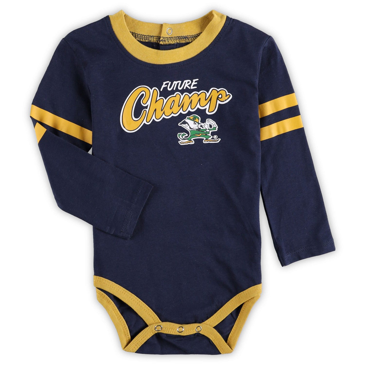 /Gold Notre Dame Fighting Irish Little Kicker Long Sleeve Bodysuit and Sweatpants Set                                            - view number 2