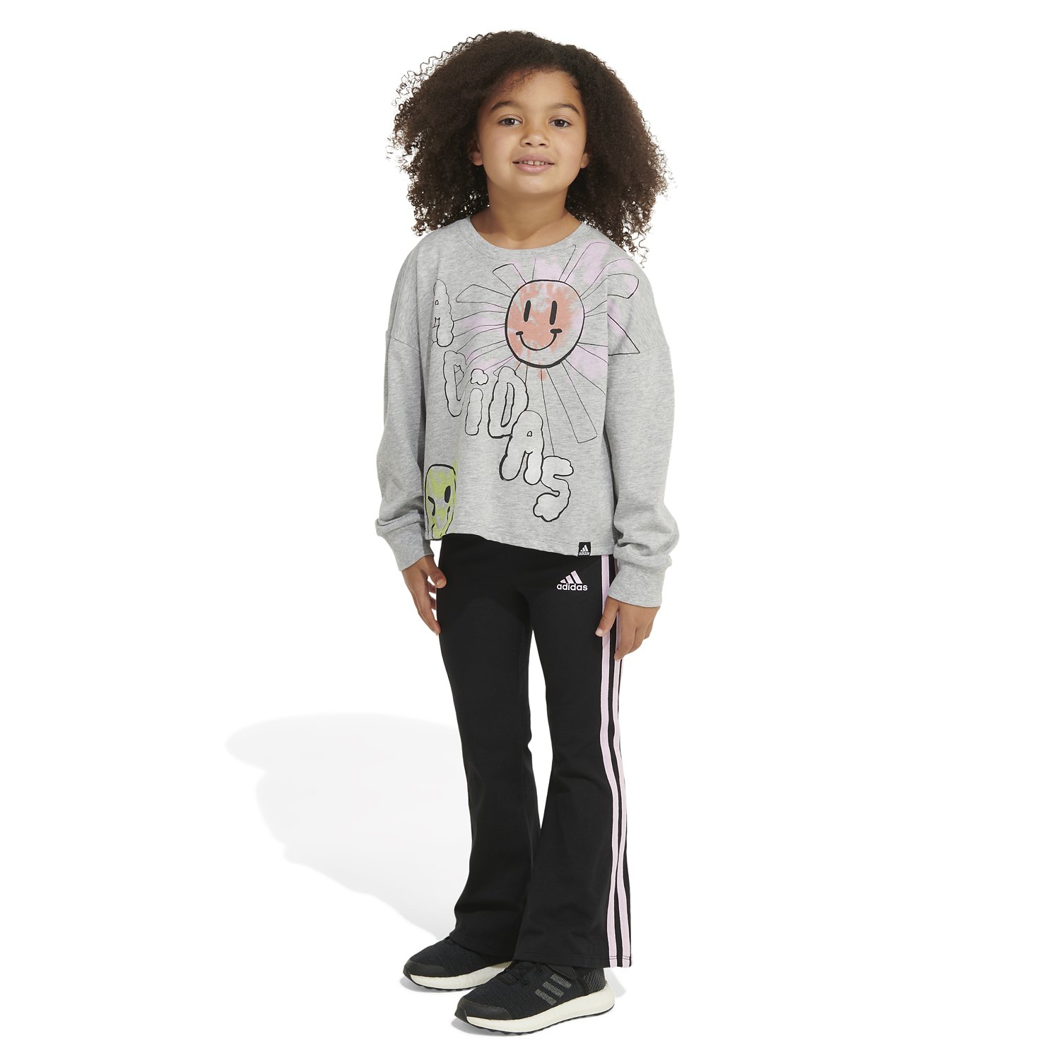 adidas 2-Piece Long Sleeve Graphic T-shirt and Flare Pant Set - view number 2
