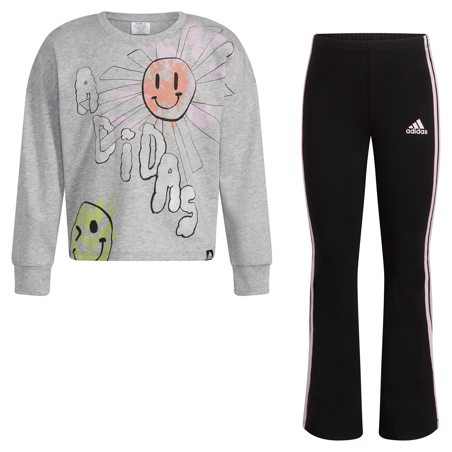 adidas 2-Piece Long Sleeve Graphic T-shirt and Flare Pant Set - view number 5