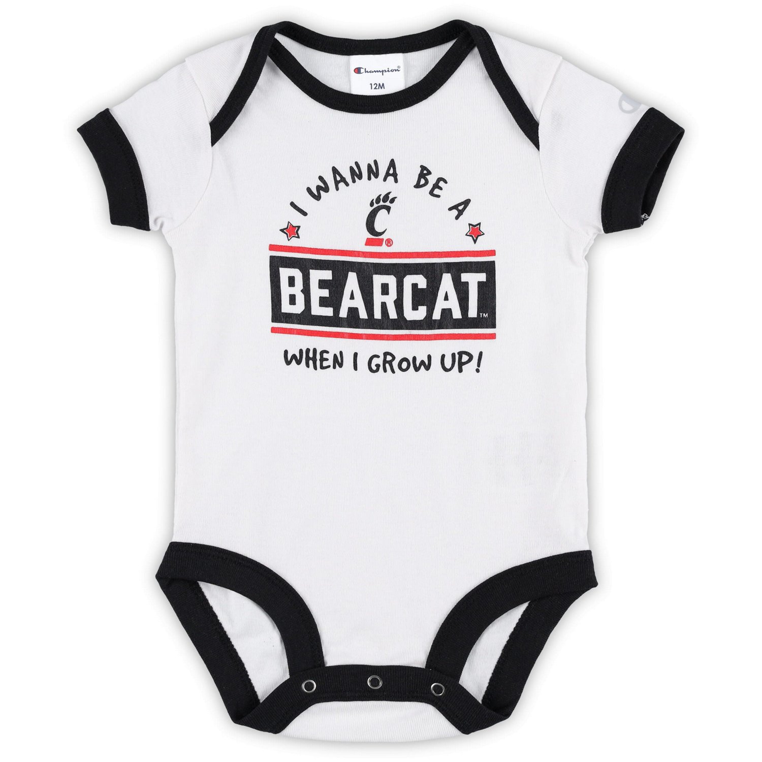Champion /Heather Gray Cincinnati Bearcats I Wanna Be Three-Pack Bodysuit Set                                                    - view number 4