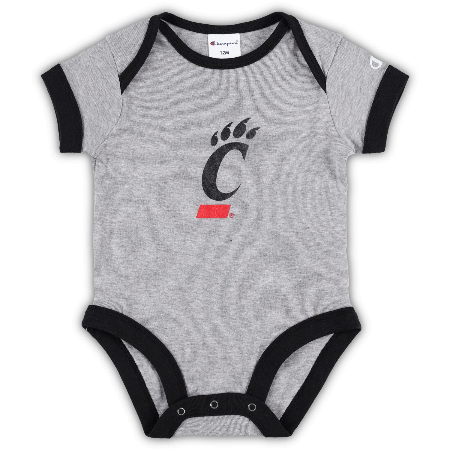 Champion /Heather Gray Cincinnati Bearcats I Wanna Be Three-Pack Bodysuit Set                                                    - view number 2