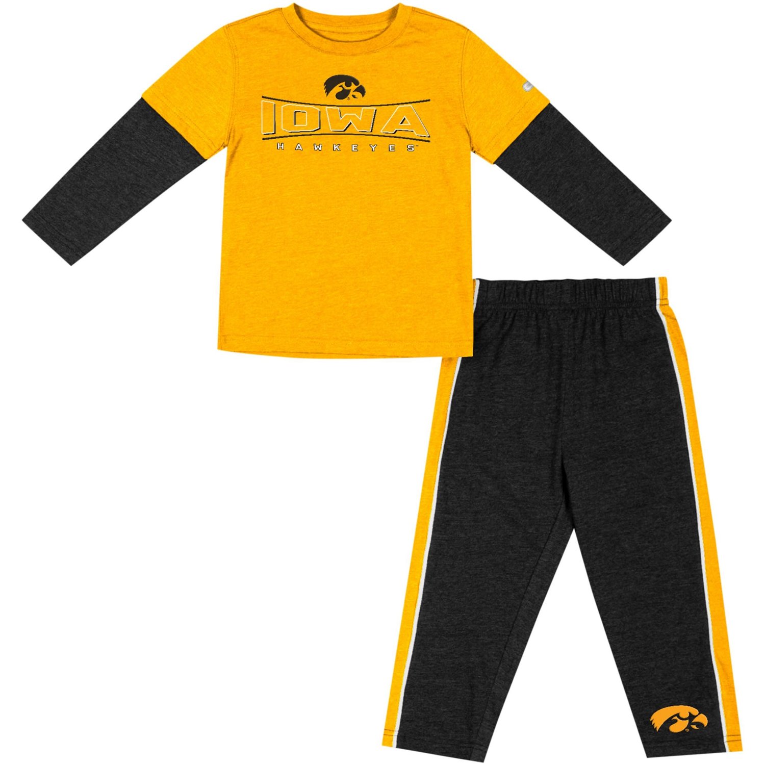Colosseum Black Iowa Hawkeyes Long Sleeve T-Shirt  Pants Set - view number 1