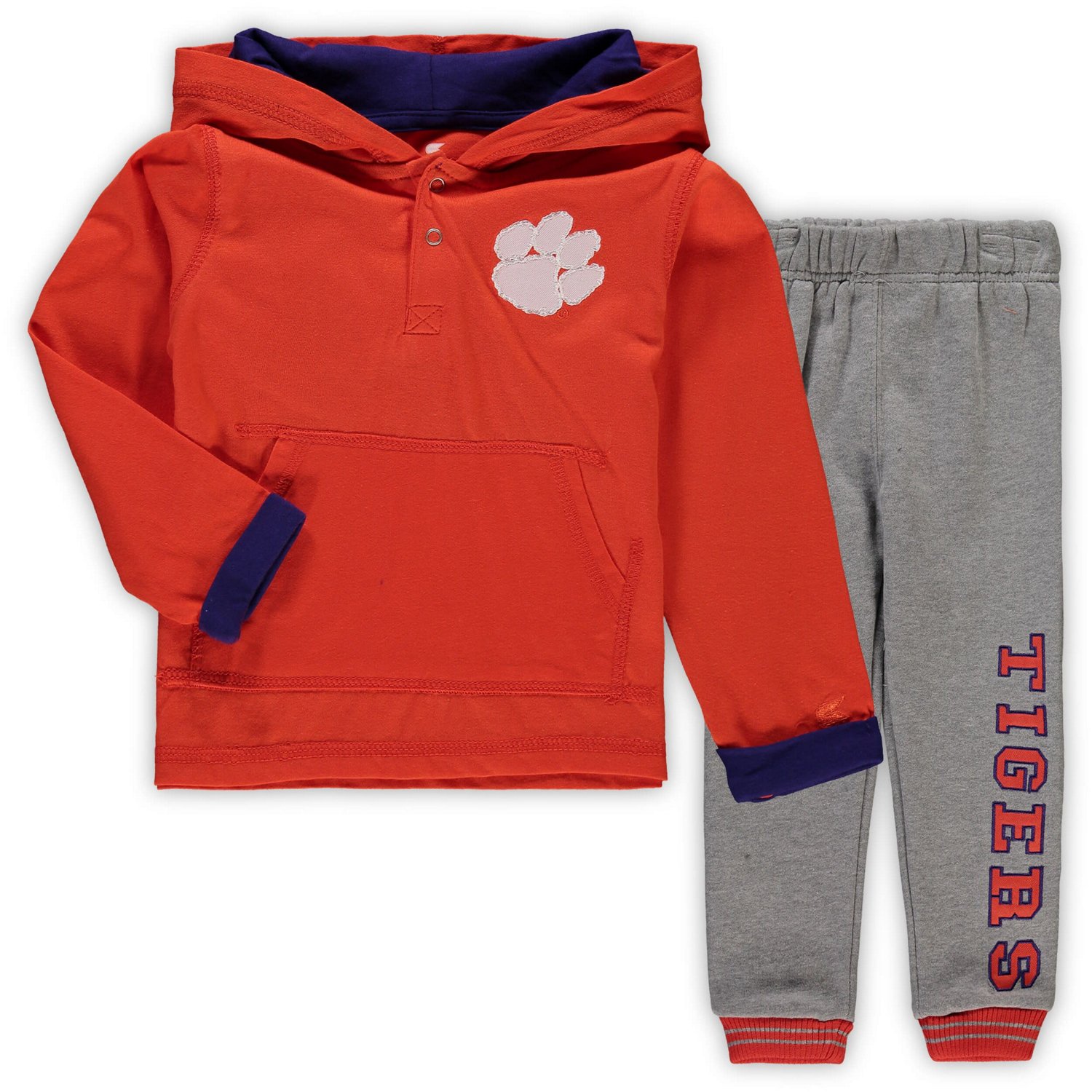 Colosseum Heathered Gray Clemson Tigers Poppies Hoodie and Sweatpants Set