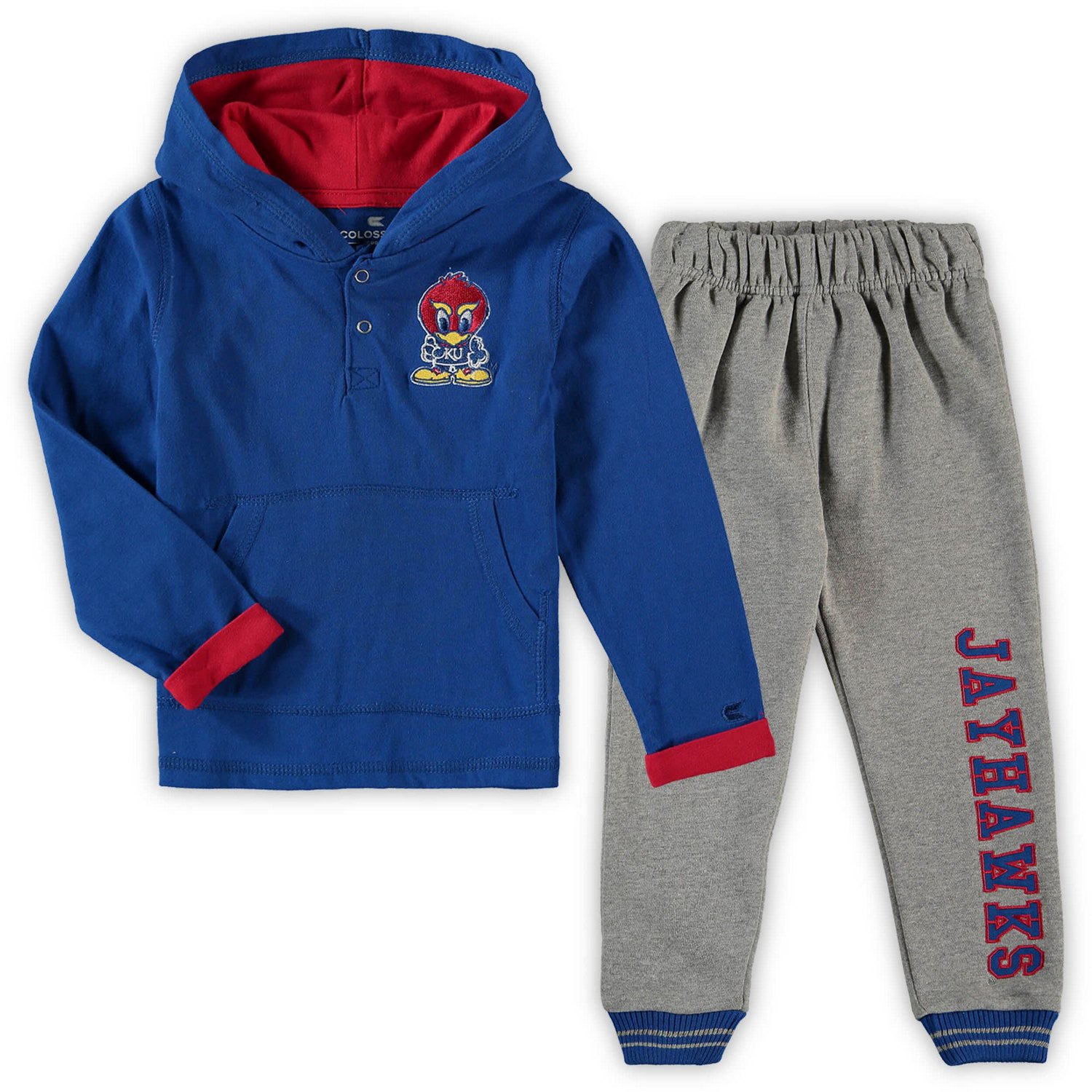 Colosseum Heathered Gray Kansas Jayhawks Poppies Hoodie and Sweatpants Set                                                       - view number 2