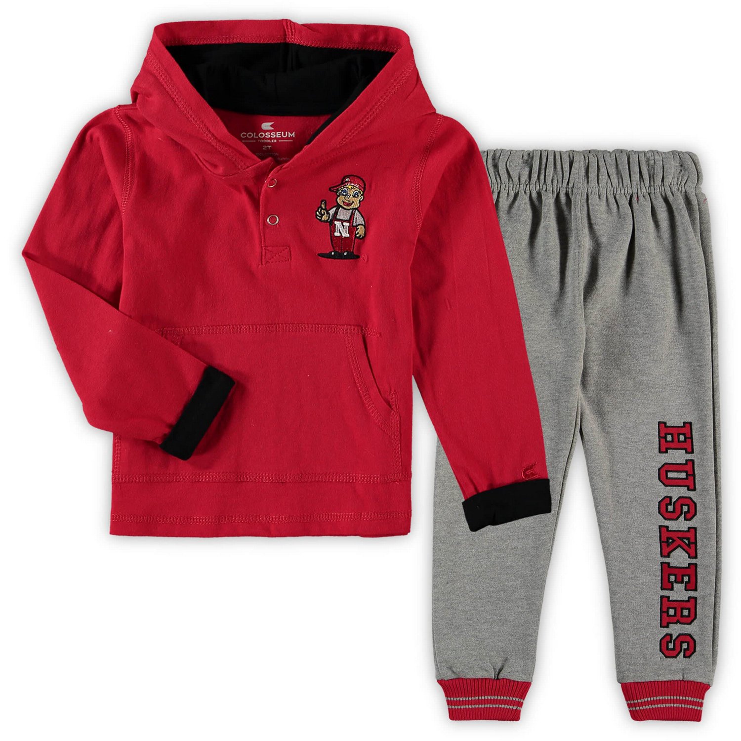 Colosseum Heathered Gray Nebraska Huskers Poppies Hoodie and Sweatpants Set - view number 2