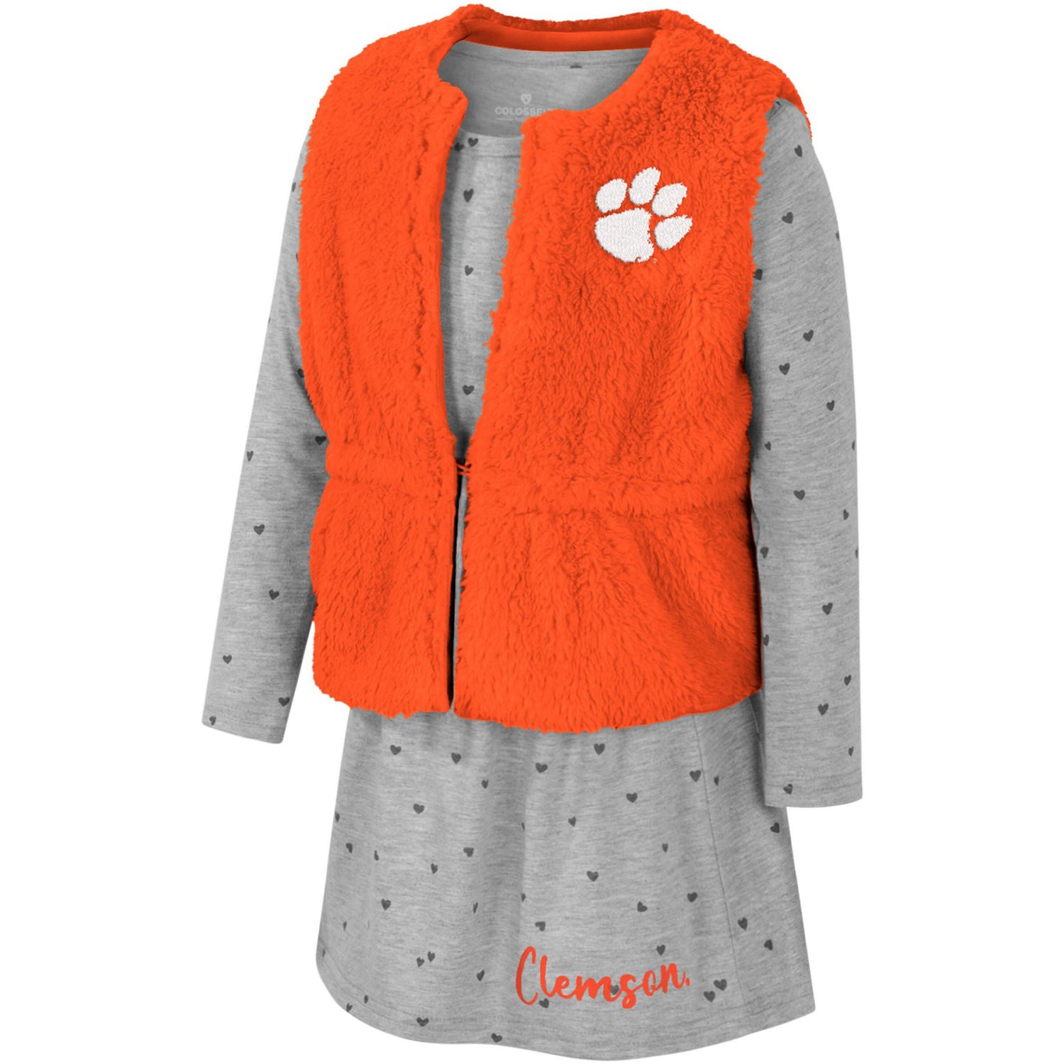 Girls Colosseum Clemson Tigers Meowing Vest  Dress Set - view number 2