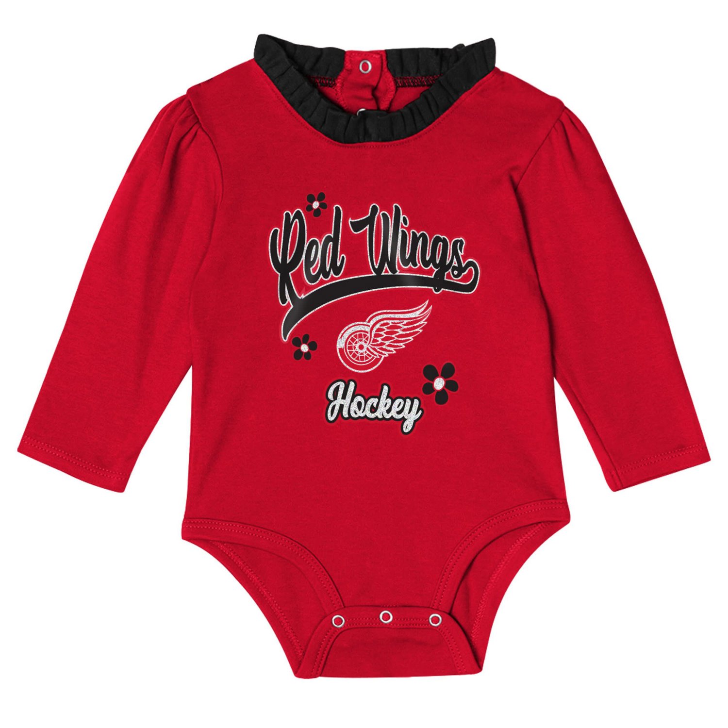 Girls Detroit Wings 3-Piece Rink Queen Long Sleeve Bodysuit Pants  Headband Set