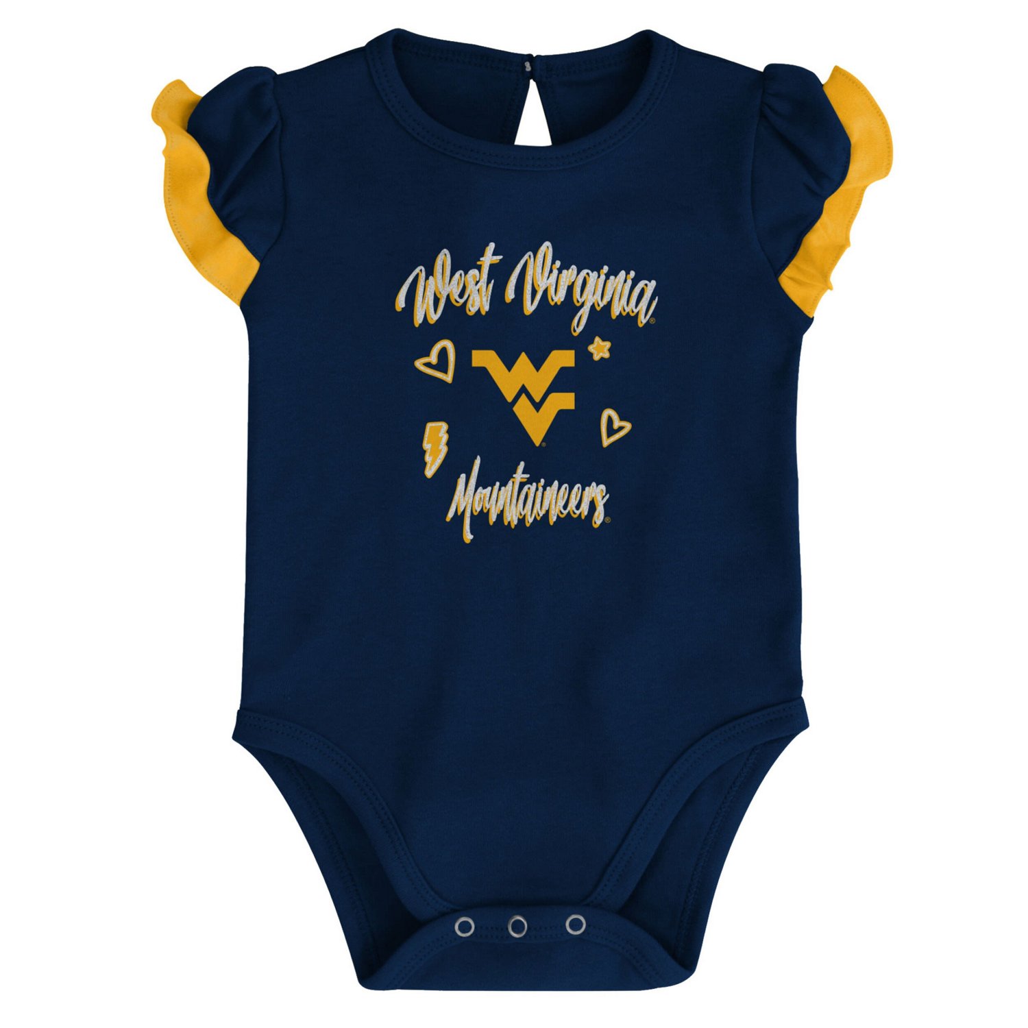 Girls Newborn  /Gold West Virginia Mountaineers Too Much Love Two-Piece Bodysuit Set - view number 2