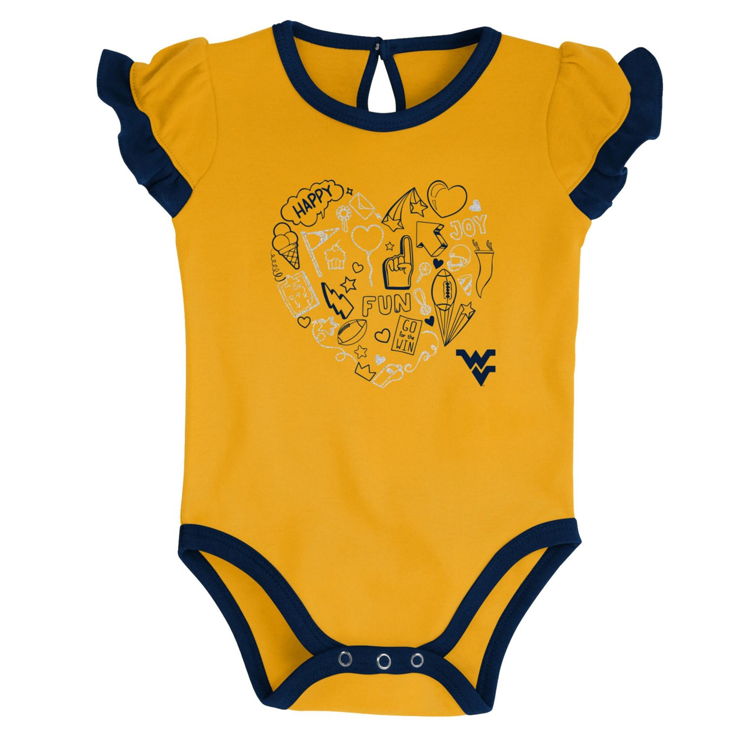 Girls Newborn  /Gold West Virginia Mountaineers Too Much Love Two-Piece Bodysuit Set - view number 3