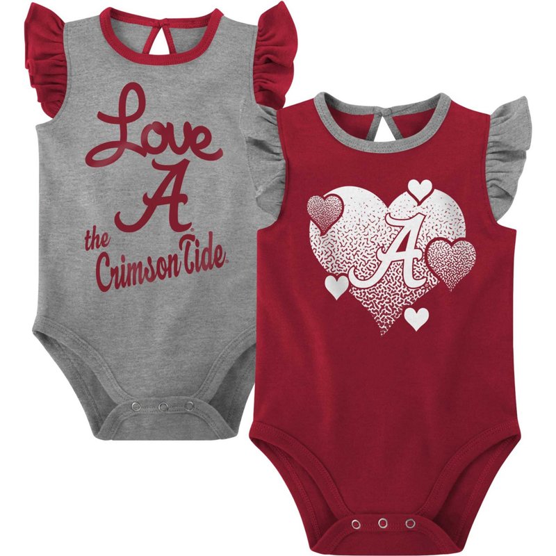 Outerstuff Girls Newborn /Gray Alabama Tide Spread the Love 2-Pack Bodysuit Set Crimson, 0-3 Months - NCAA Youth Apparel at Academy Sports