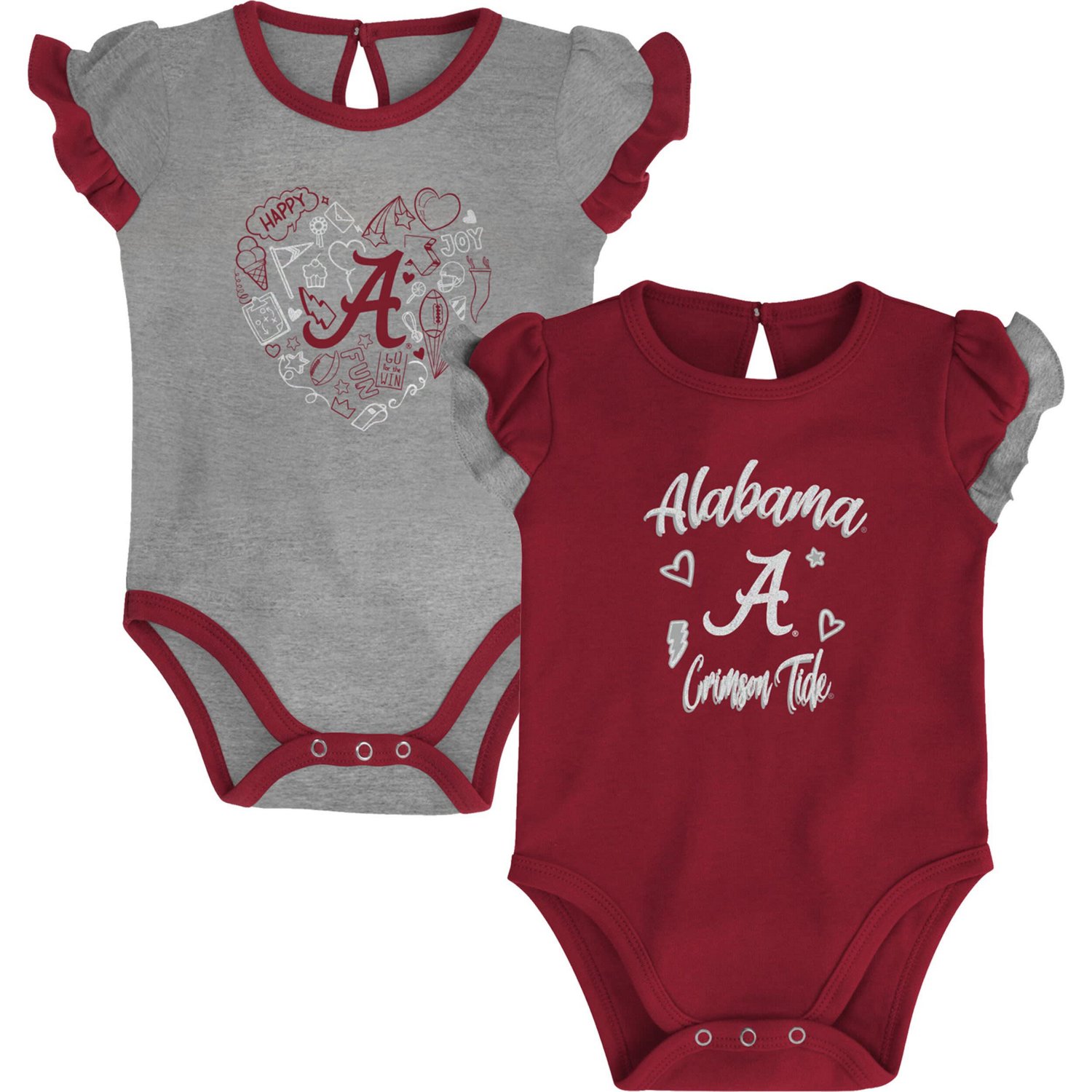 Girls Newborn & Infant Crimson/Heather Gray Alabama Crimson Tide Too Much  Love Two-Piece Bodysuit Set