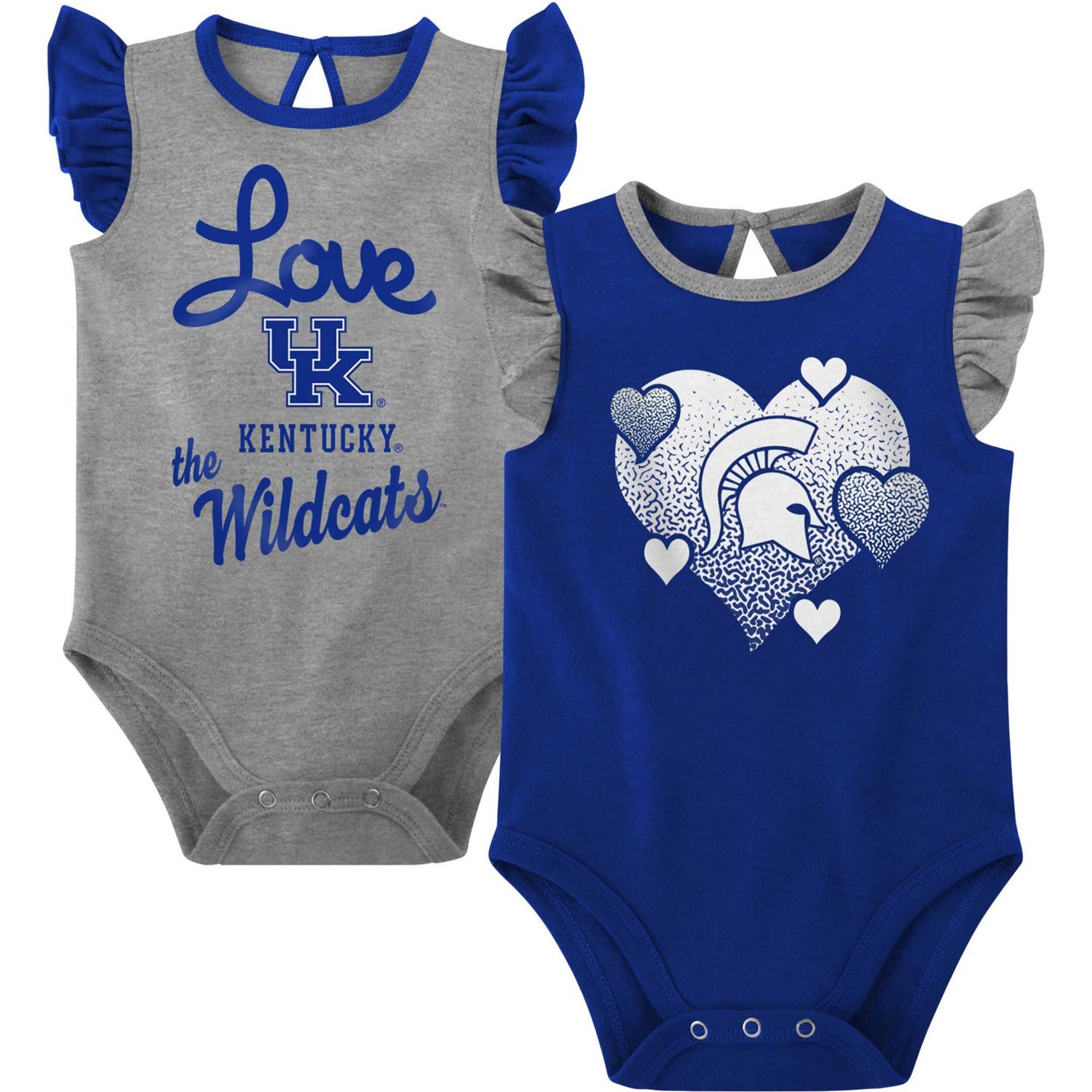 Girls Newborn  /Heather Gray Kentucky Wildcats Spread the Love 2-Pack Bodysuit Set