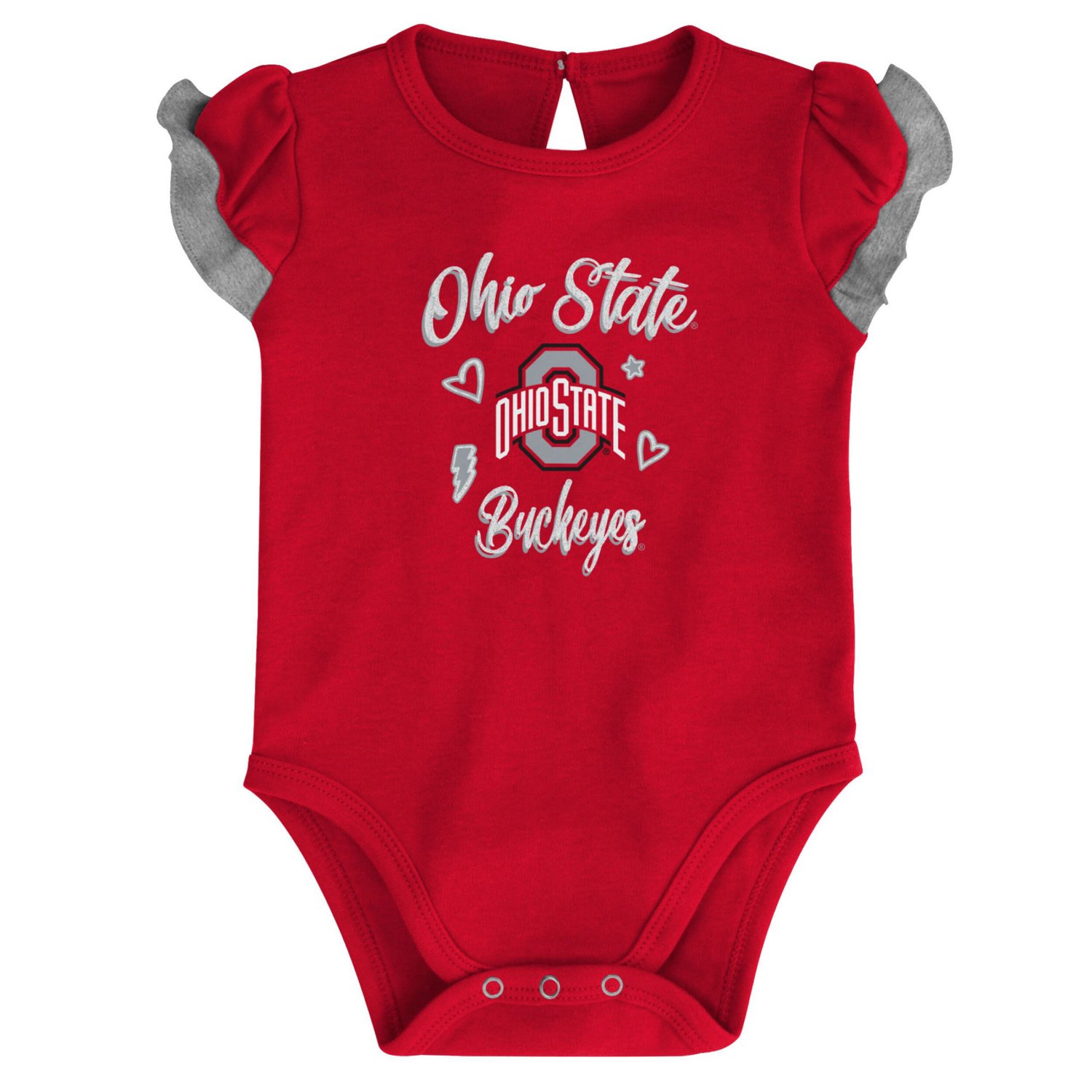 Girls Newborn  Heather Gray Ohio State Buckeyes Too Much Love Two-Piece Bodysuit Set