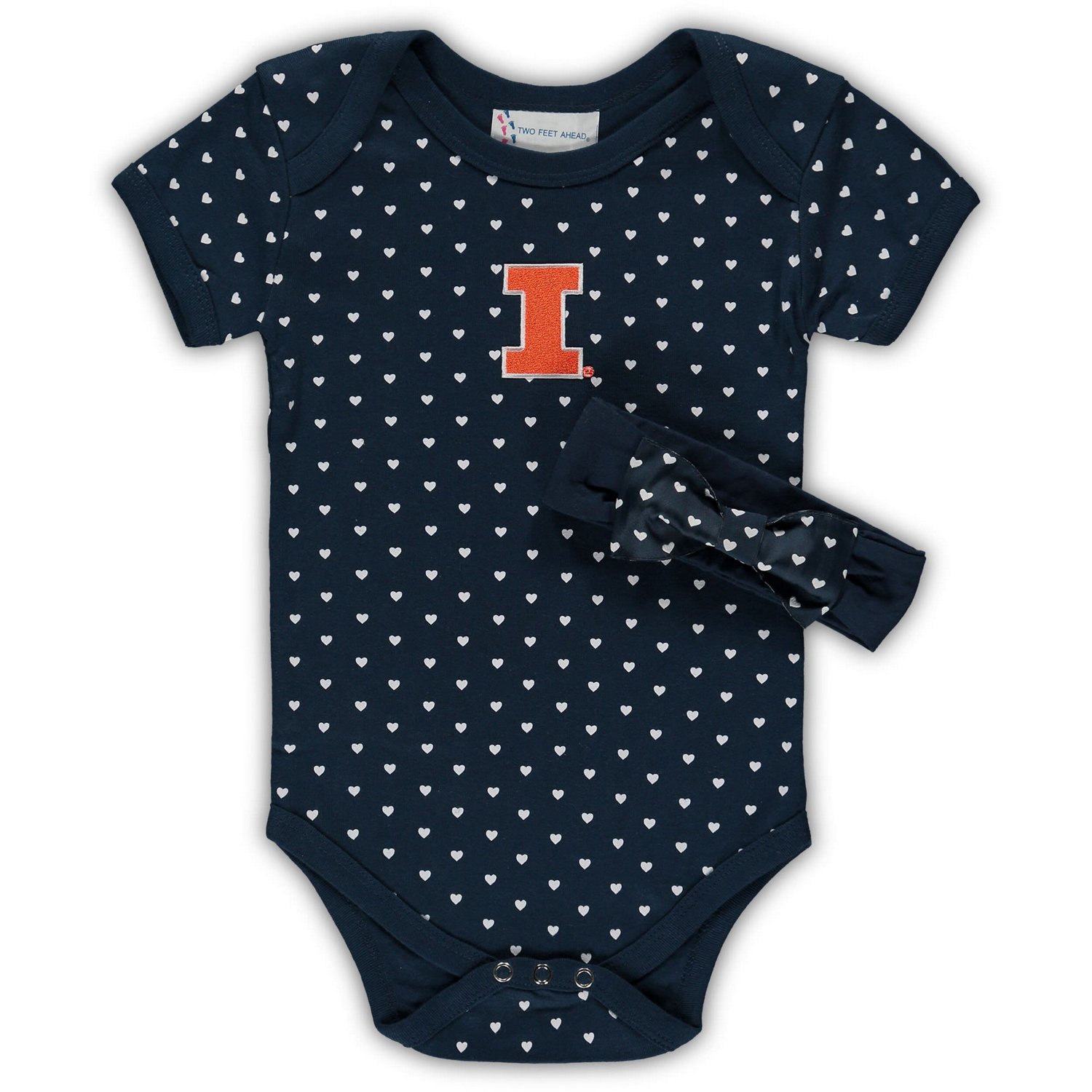 Girls Newborn  Illinois Fighting Illini Hearts Bodysuit  Headband Set - view number 1