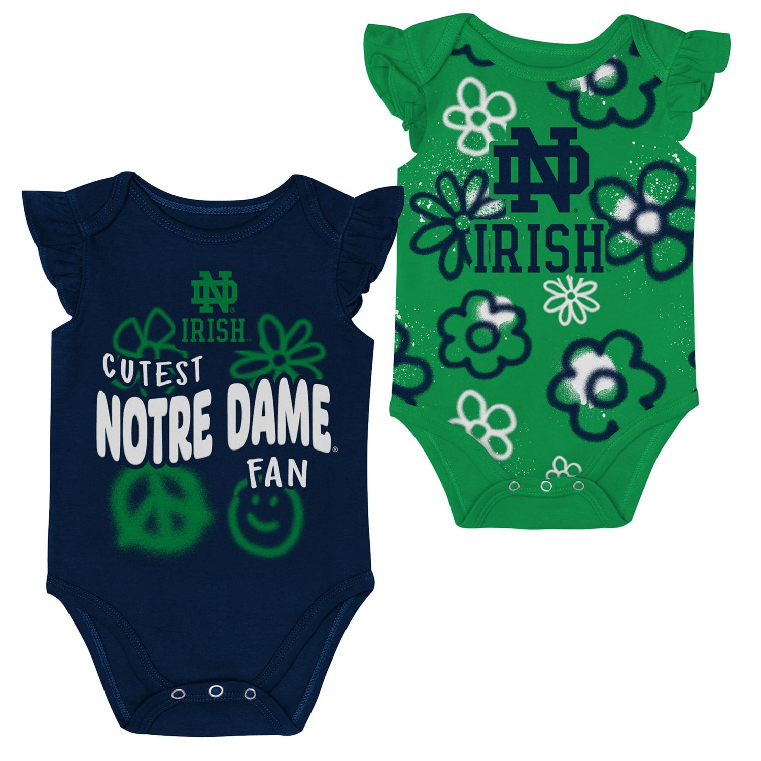Girl's Newborn and Outerstuff Green Notre Dame Fighting Irish Little Sunshine Two-Piece Bodysuit Set