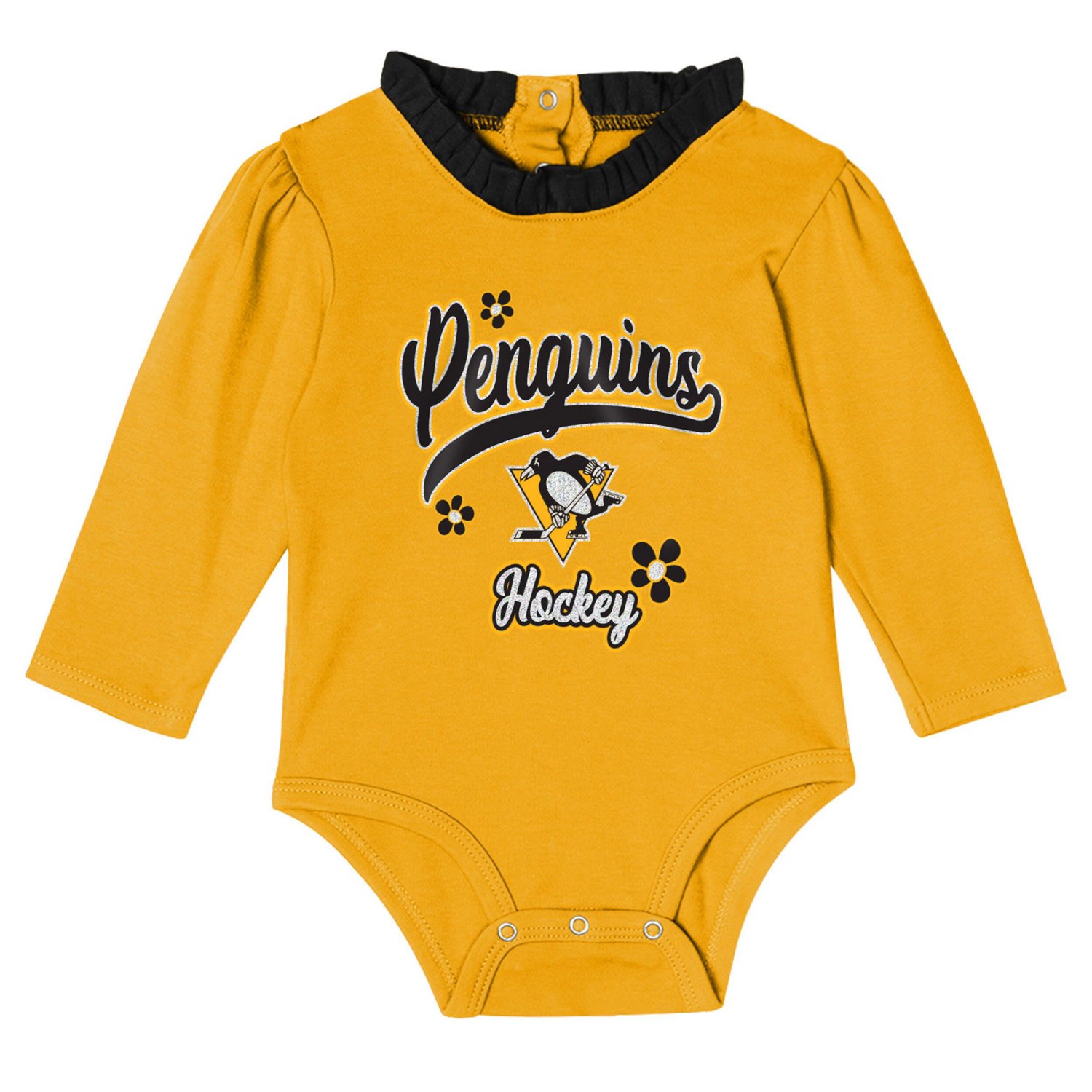 Girls Pittsburgh Penguins 3-Piece Rink Queen Long Sleeve Bodysuit Pants  Headband Set