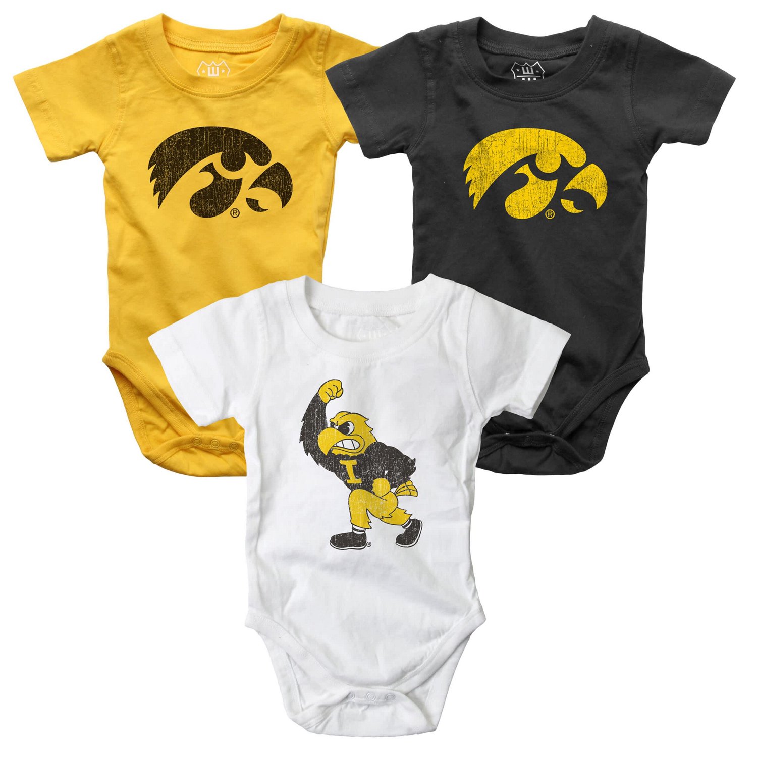 Infant Wes  Willy Iowa Hawkeyes Three-Pack Bodysuit Set
