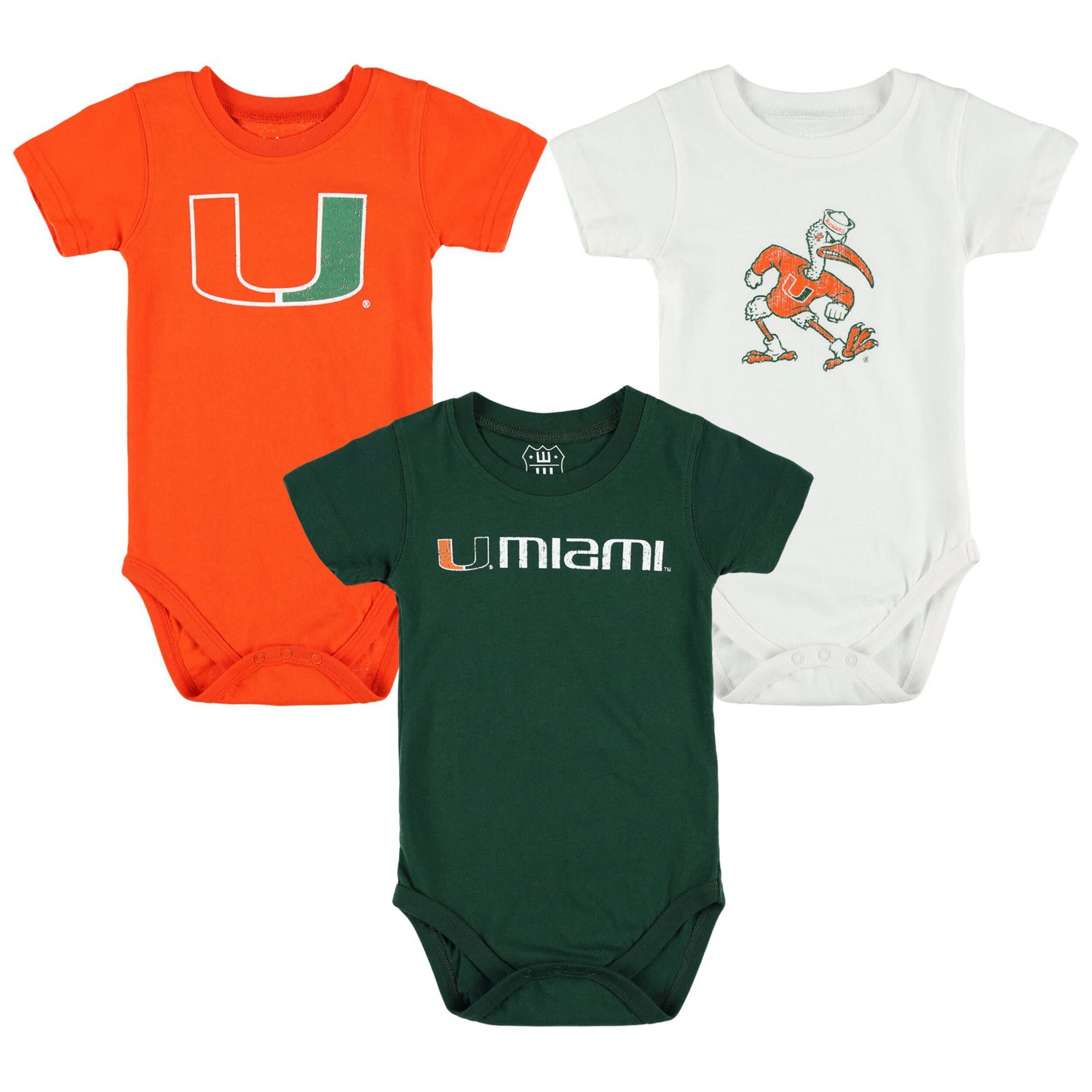 Infant Wes  Willy Miami Hurricanes Three-Pack Bodysuit Set