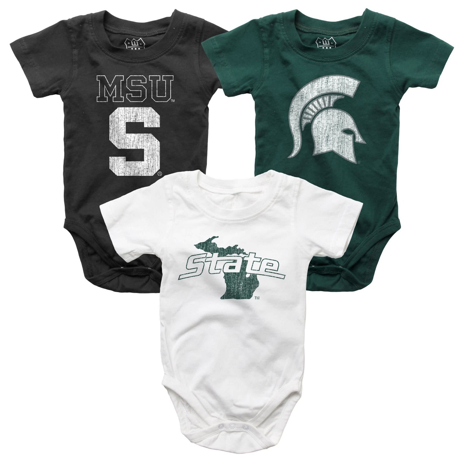 Infant Wes  Willy Michigan State Spartans Three-Pack Bodysuit Set