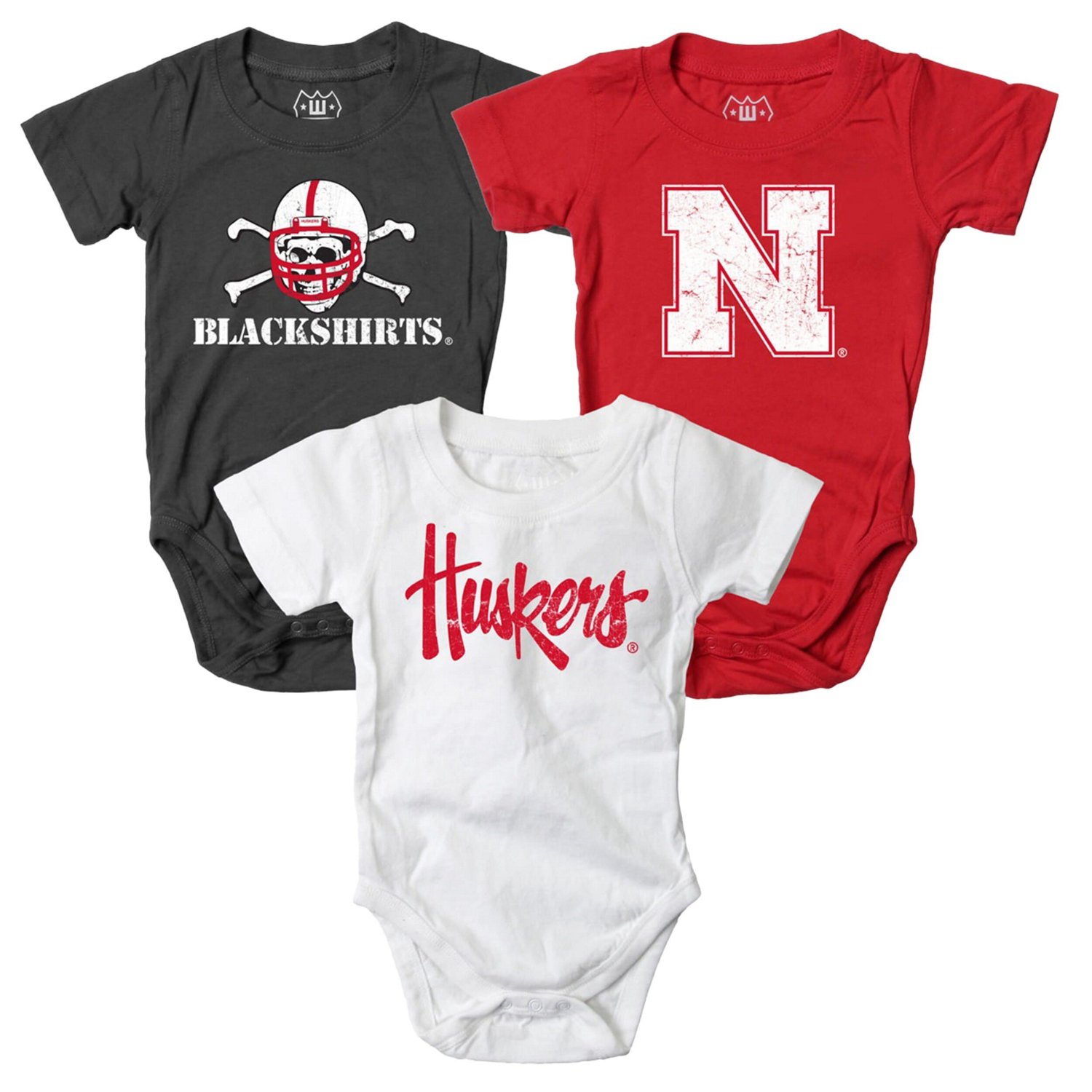 Infant Wes  Willy Nebraska Huskers Three-Pack Bodysuit Set