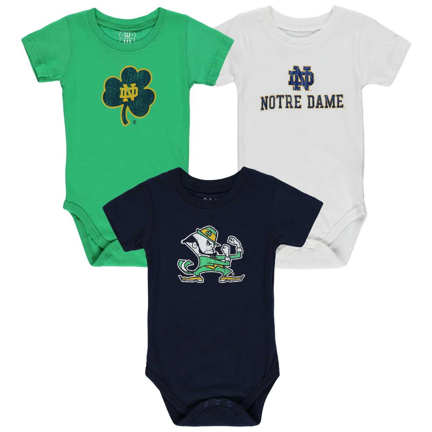 Infant Wes  Willy Notre Dame Fighting Irish Three-Pack Bodysuit Set