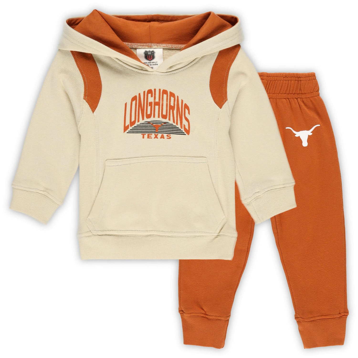 Infant Wes  Willy Texas Longhorns Colorblock Pullover Hoodie and Sweatpants Set