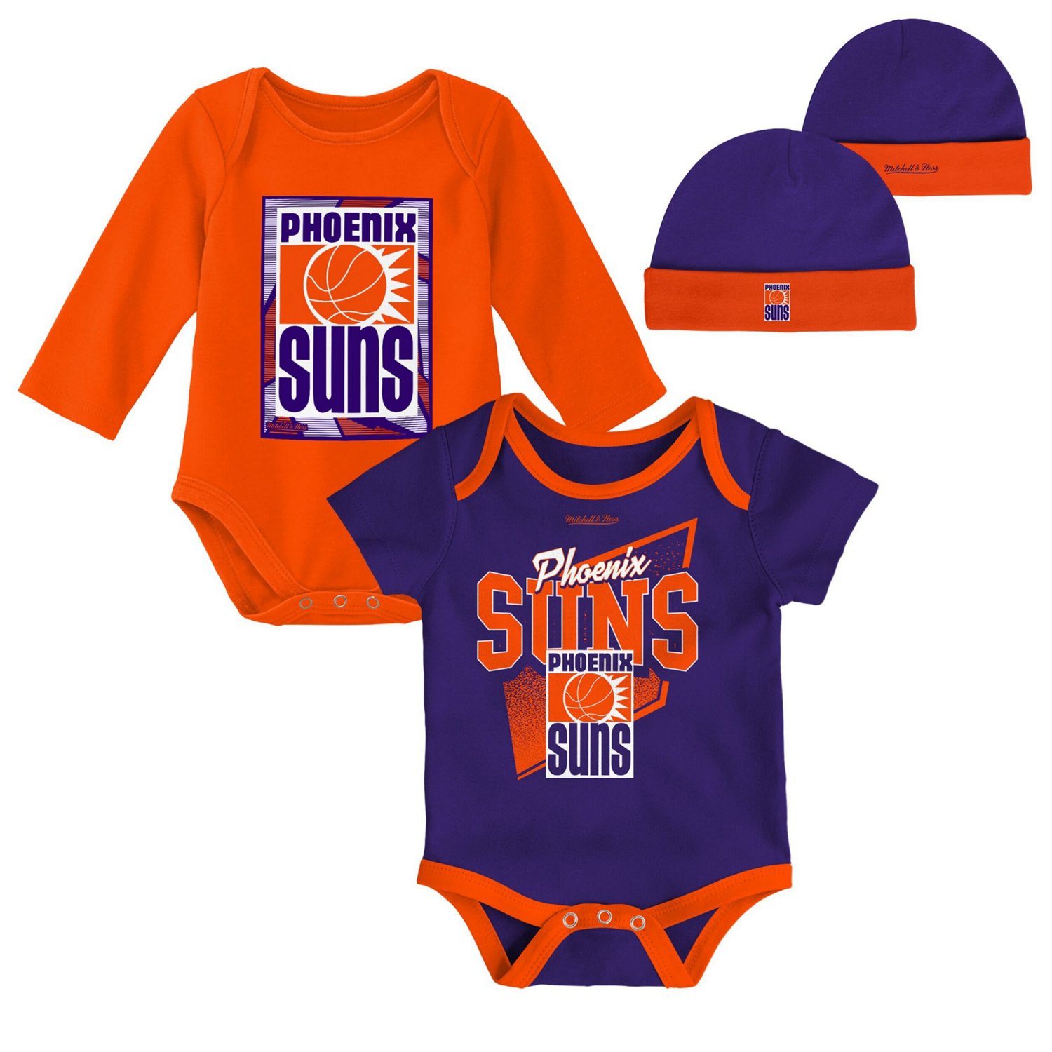 Mitchell  Ness /Orange Phoenix Suns Hardwood Classics Bodysuits  Cuffed Knit Hat Set