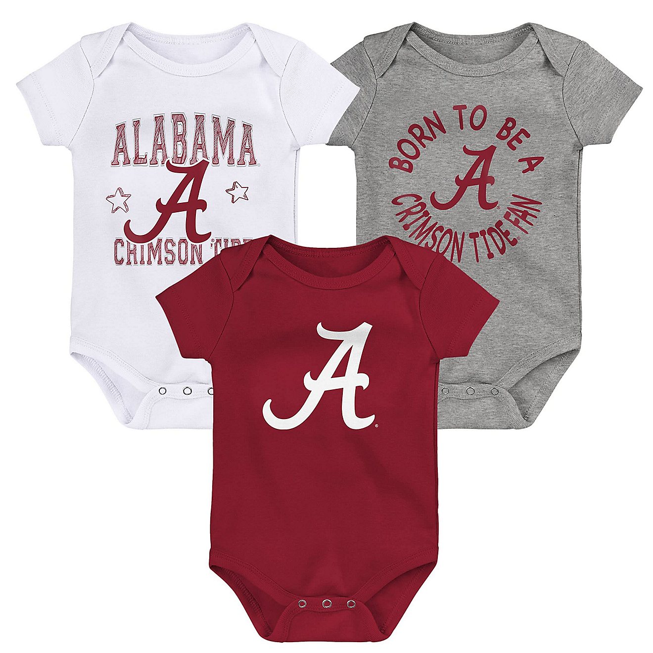 Newborn  //Heather Gray Alabama Tide 3-Pack Born To Be Bodysuit Set                                                              - view number 1